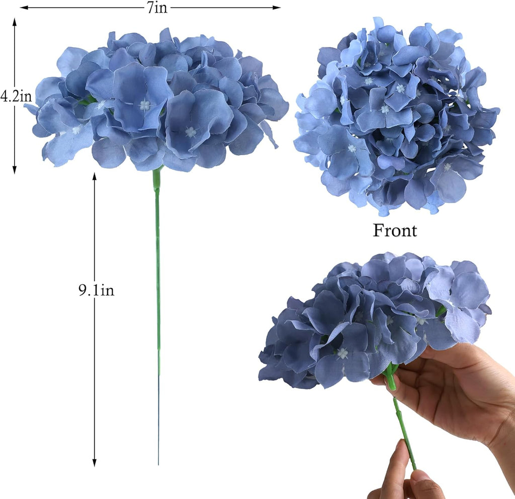 AVIVIHO Dusty Pink Hydrangea Artificial Flowers Pack of 10 Fake Hydrangeas Heads Full Faux Hydrangea Silk Flowers with Stems for Wedding Home Party Centerpieces Shop Baby Shower Decoration