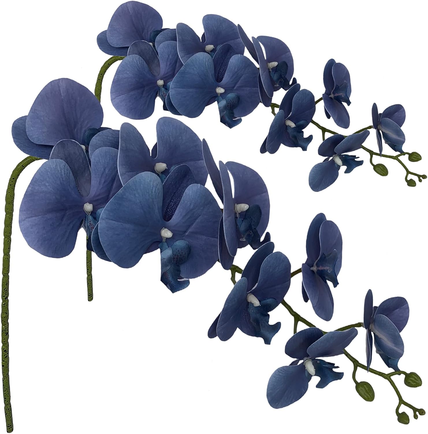 FagusHome Artificial Phalaenopsis Flowers Branches 9 Large Blooms Artificial Orchid Flowers Stem Plants 42 Inches 2 Pcs for Home Wedding Décor (Blue)