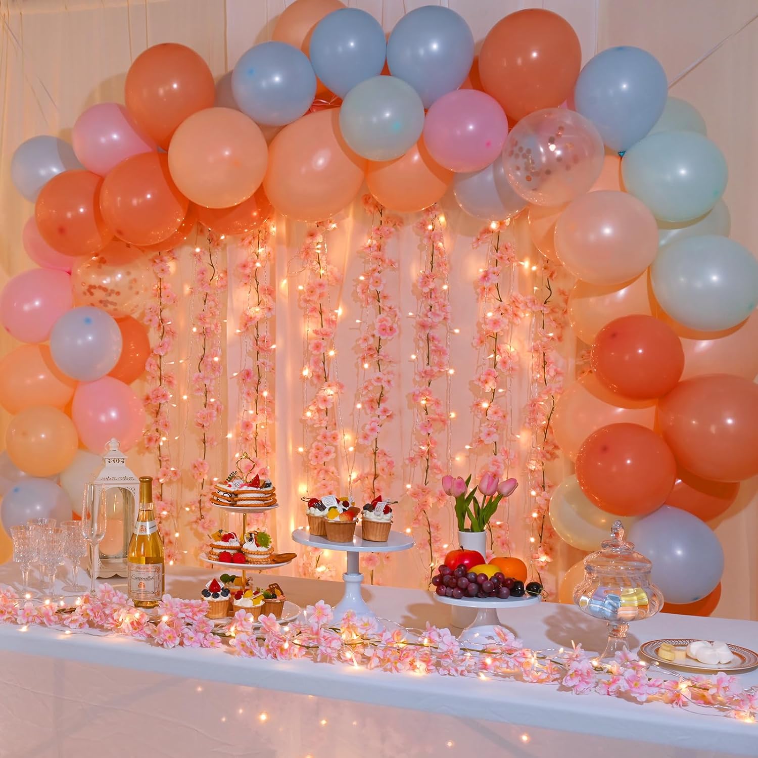 Sunm Boutique 4pcs Artificial Cherry Blossom Garland Hanging Vine Silk Garland Wedding Party Decor