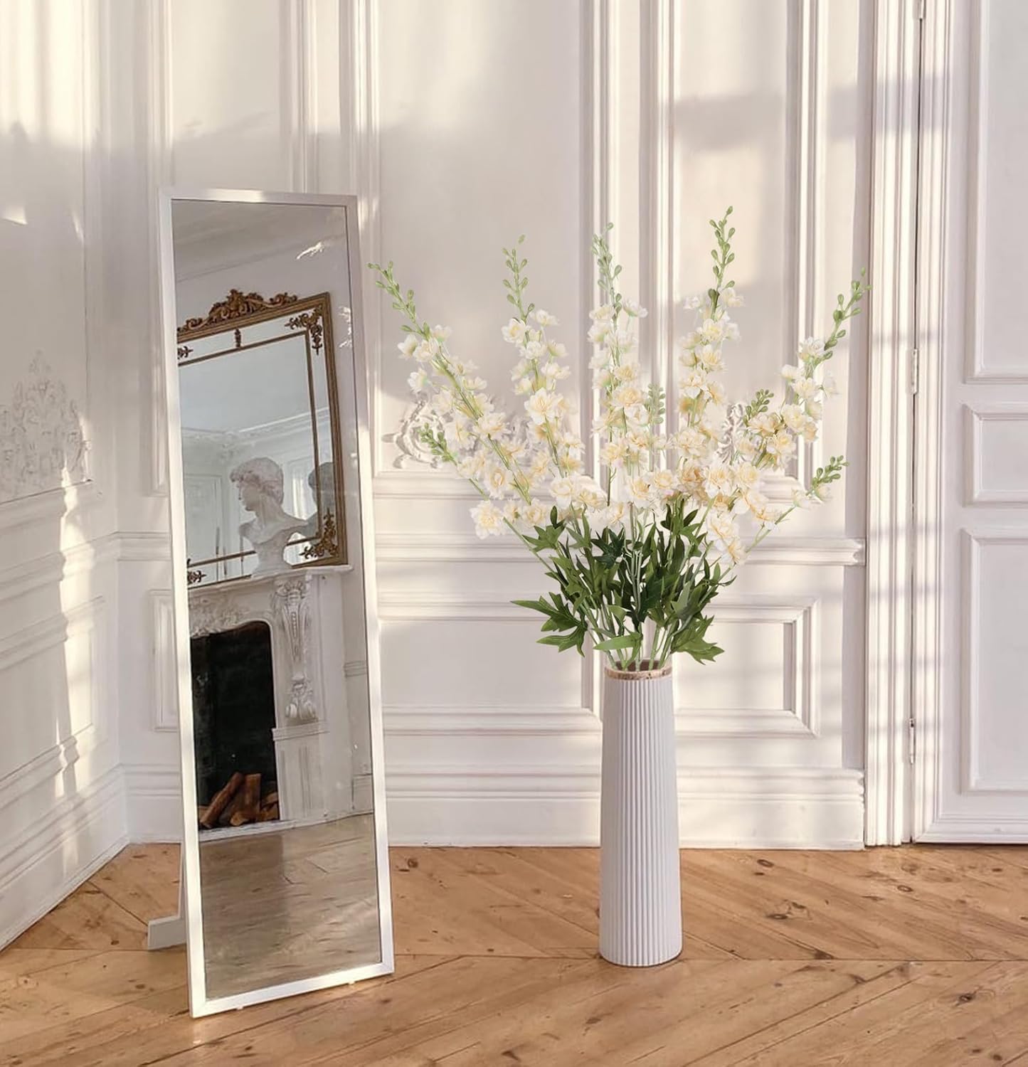 IPOPU Champagne Artificial Delphinium Flowers 33.5" Long Stem Artificial Flowers Fake Flowers for Wedding Centerpieces for Home Tables Party Decor（Champagne）