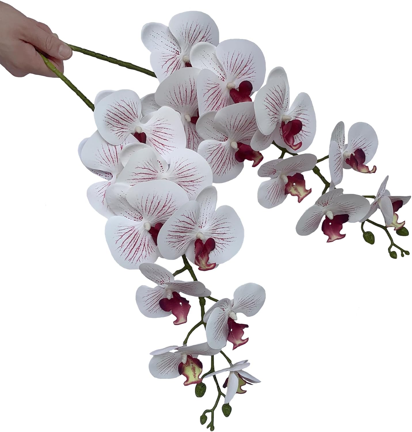 FagusHome Artificial Phalaenopsis Flowers Branches 9 Large Blooms Artificial Orchid Flowers Stem Plants 42 Inches 2 Pcs for Home Wedding Décor (Blue)
