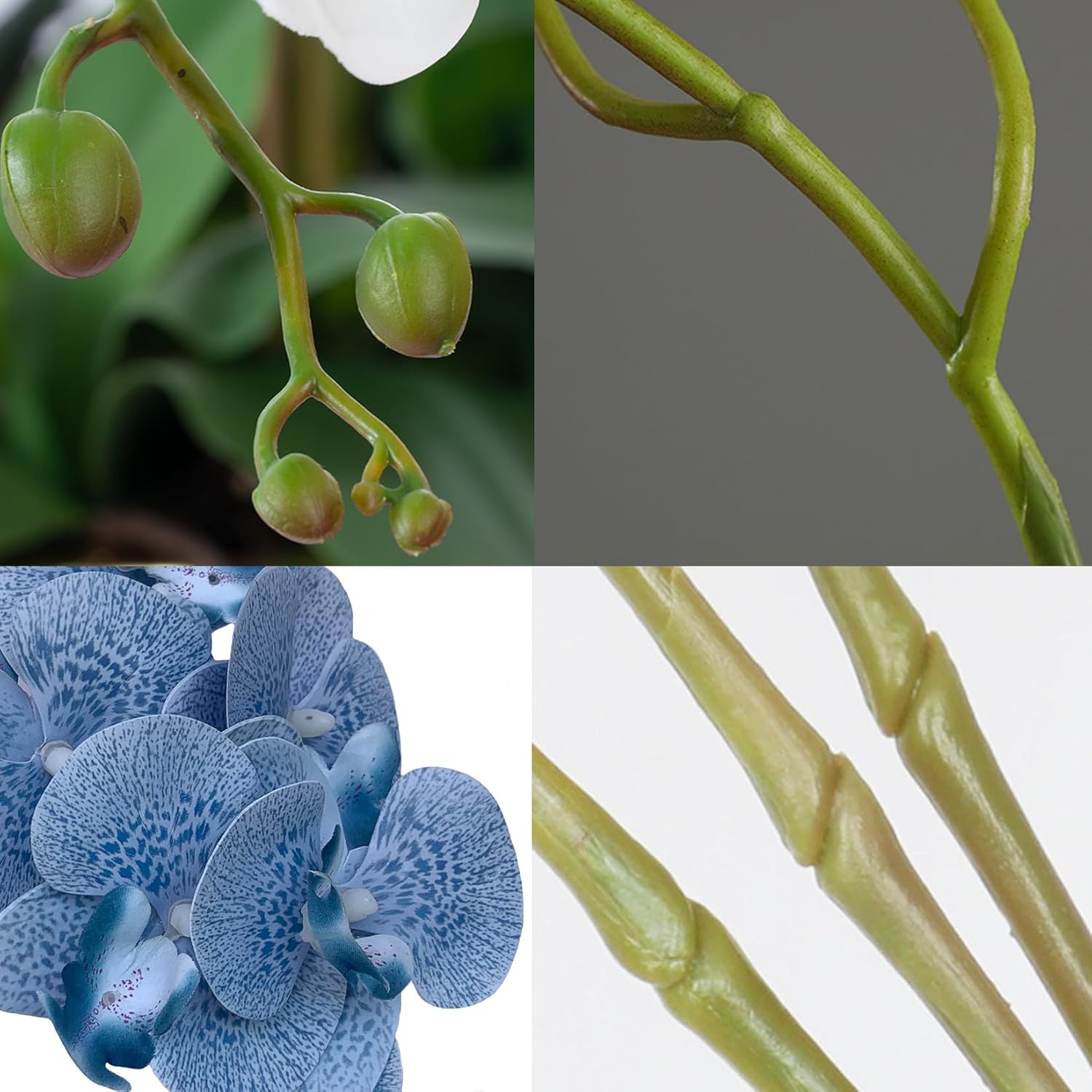 FagusHome 32" Artificial Phalaenopsis Flowers 6 Pcs with 4 Bundles Leaves Artificial Orchid Flowers Stem Plants for Home Décor (6Pcs)