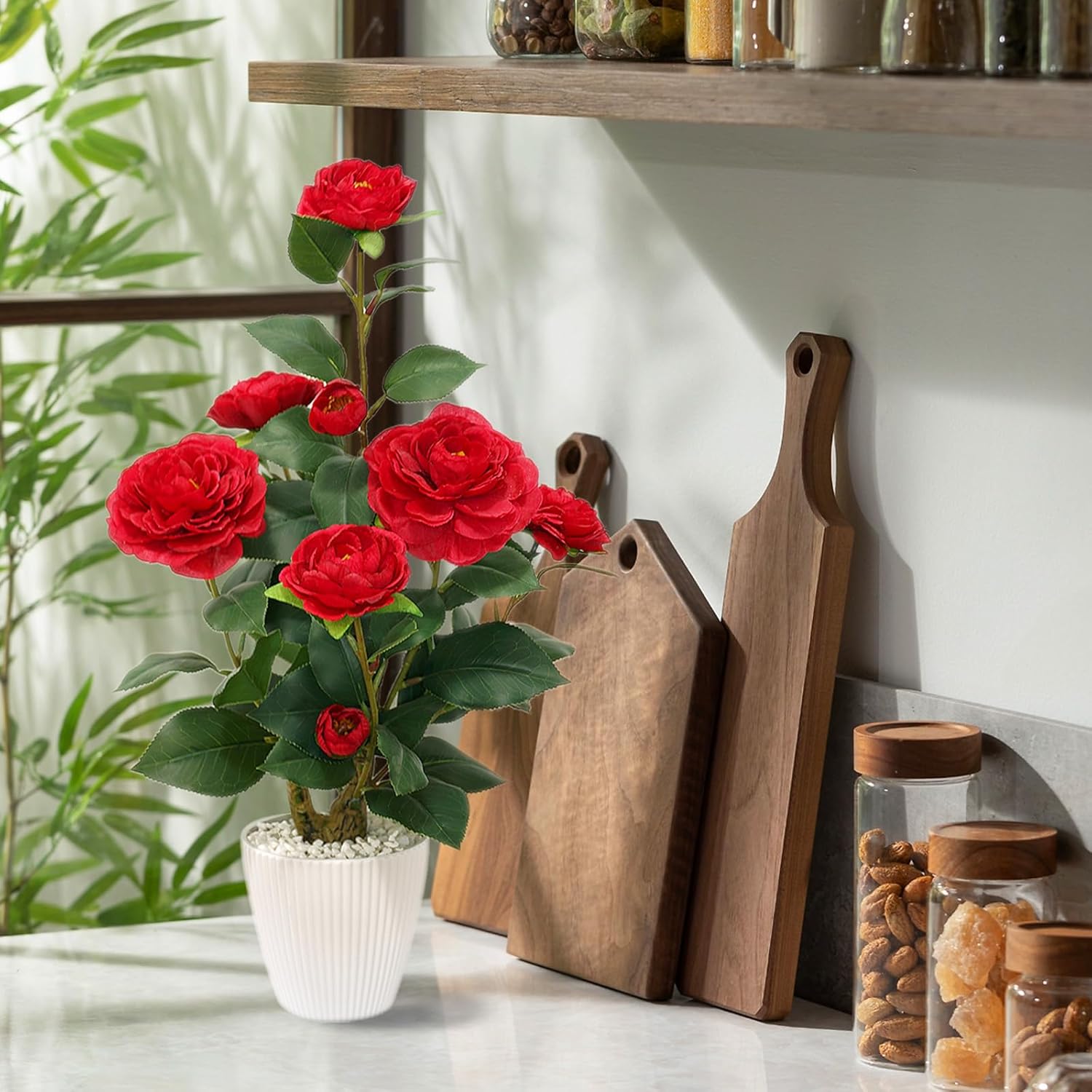 WOXBITA Artificial Faux Lemon Tree Fake Lemons Decor Small Plants Citrus Fruit Tree with White Pot Indoor Lemon Decorations 18 inches for Kitchen, Home,Office, Living Room Table, Desk