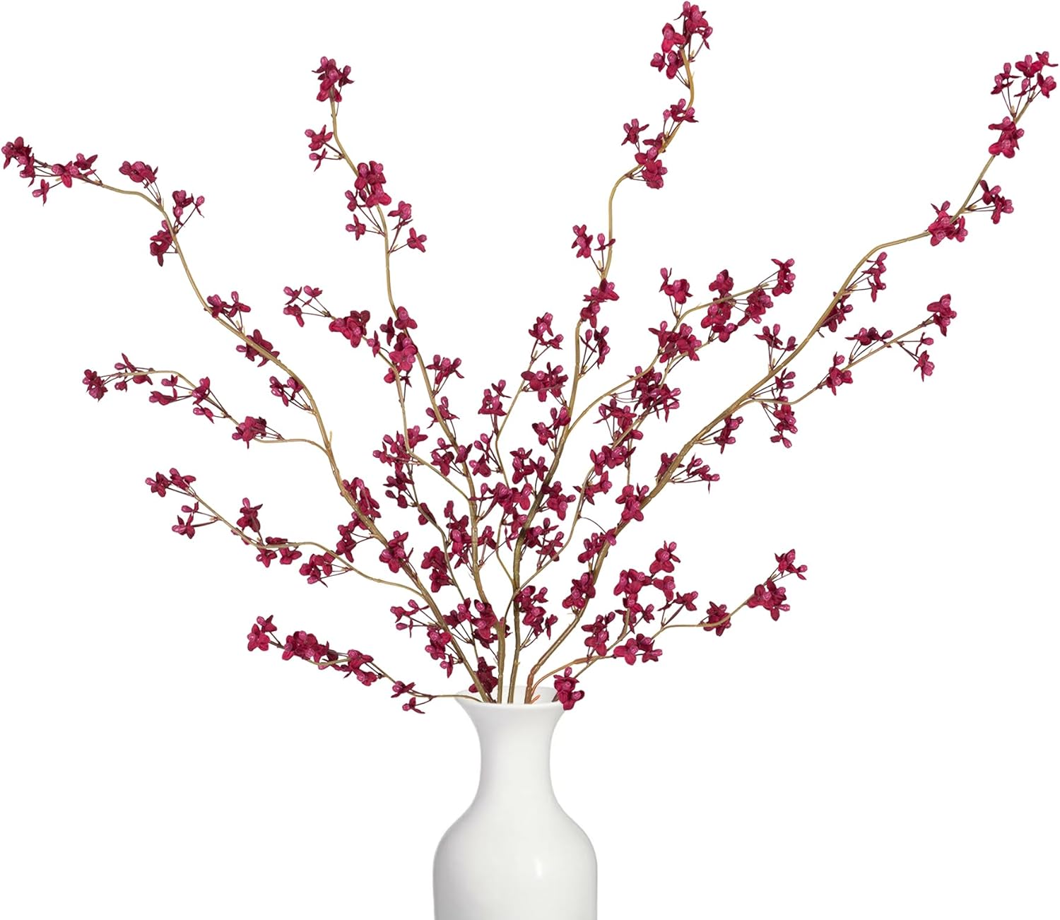 Ammyoo 4 PCS Artificial Plum Blossom Party Decorations Fake Cherry Flowers Faux Long Stems Wintersweets Silk Flowers Arrangement for Wedding Home Office Bedroom Decor(White)