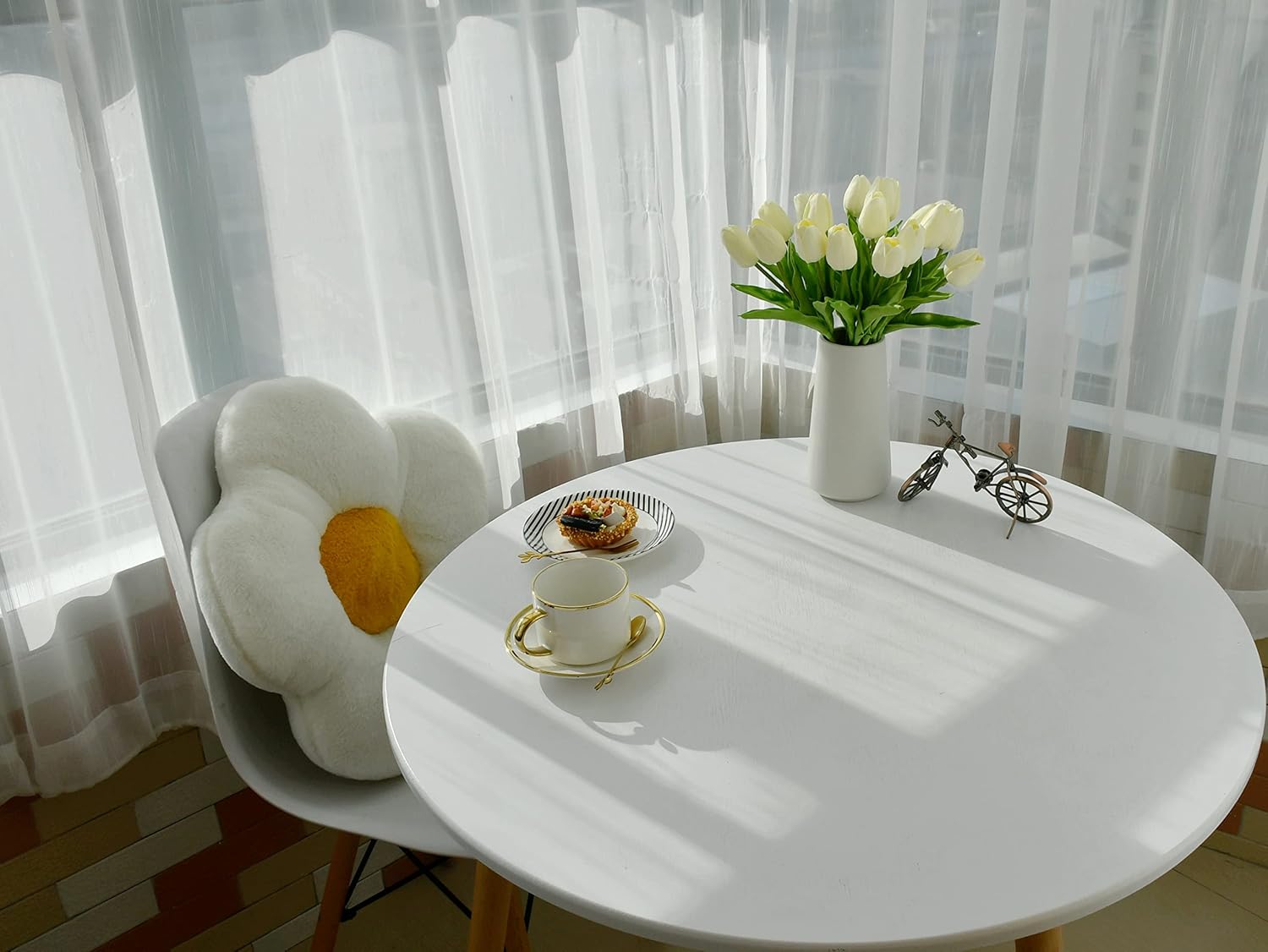 Mandy's 20pcs Pure White Flowers Artificial Tulip Silk Flowers 13.5" in Bulk Home Kitchen Wedding Decorations