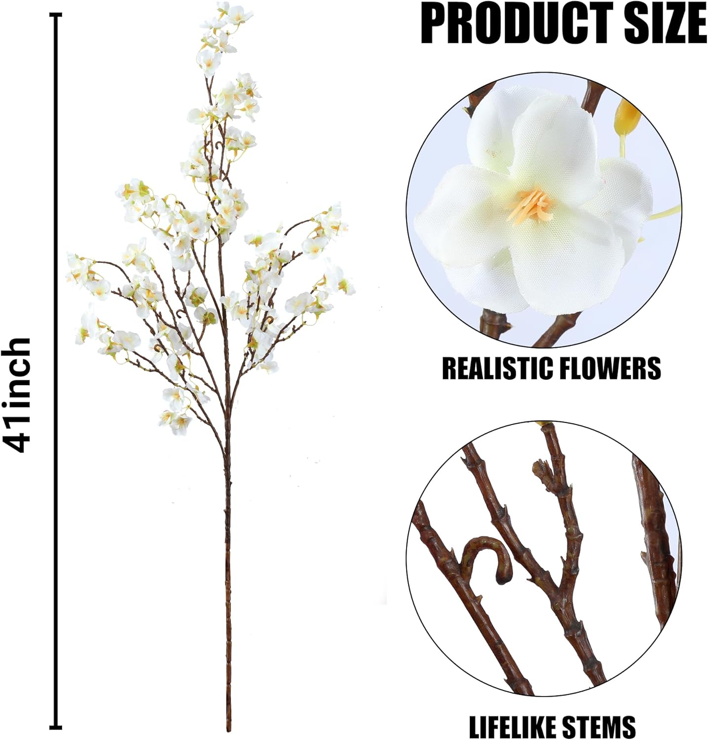 Sggvecsy Artificial Cherry Blossom Flowers 4 Pcs Faux Cherry Blossom Stems Faux Silk Cherry Blossom Branches 41’’ Fake Flowers Long Stems for Vase Arrangements Home Wedding Table Decor (Pink)