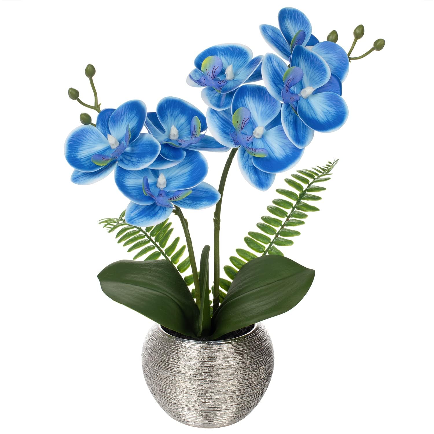 Briful Orchids Artificial Flowers Arrangement Small Fake Orchid Faux Flowers in Gold Ceramic Vase Real Touch Phalaenopsis Orchid Plant White Orchid for Home Office Wedding Party Centerpiece Decoration