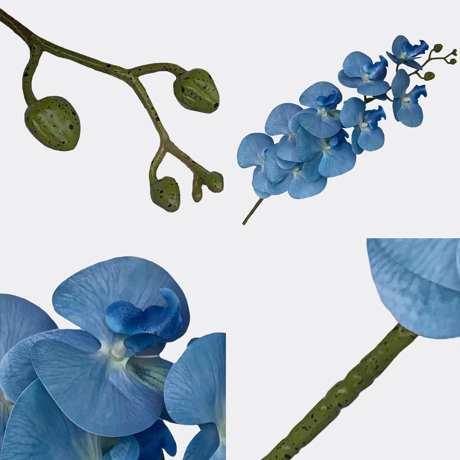 FagusHome Artificial Phalaenopsis Flowers Branches 9 Large Blooms Artificial Orchid Flowers Stem Plants 42 Inches 2 Pcs for Home Wedding Décor (Blue)
