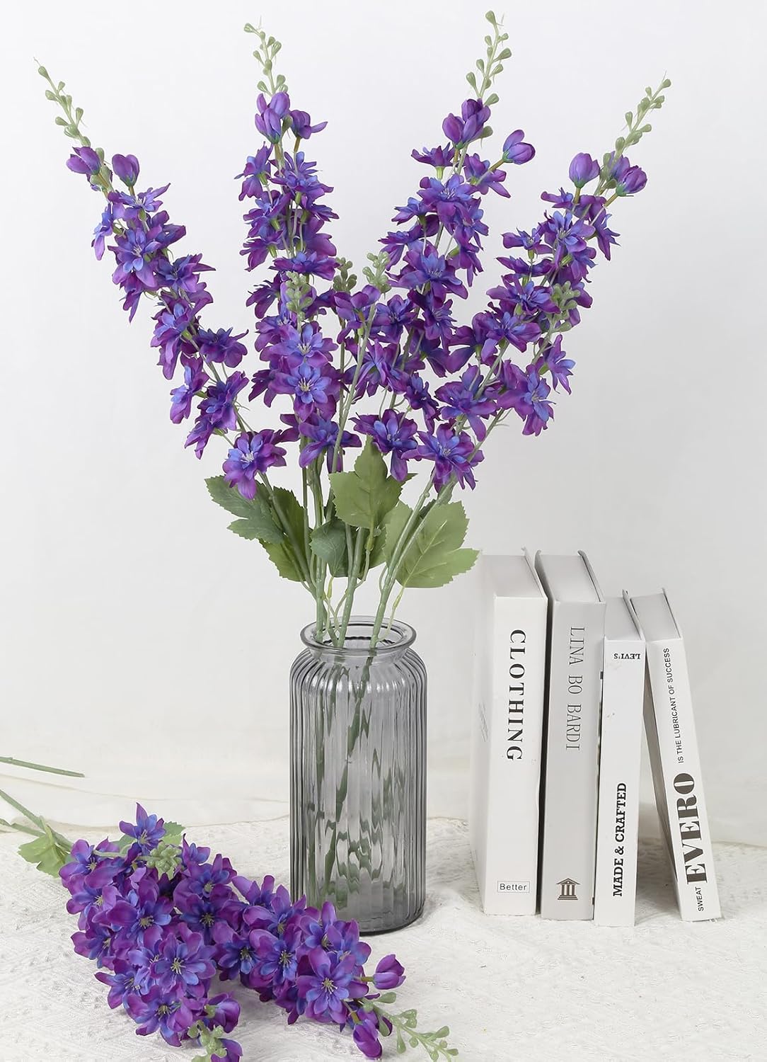 INSUNSIX Blue Silk Flowers 6PCS Real Touch Delphinium Artificial Flowers Blue Larkspur Faux Flowers Realistic Tall Flowers for Vase Wedding Centerpieces for Tables Home Decor (Blue)