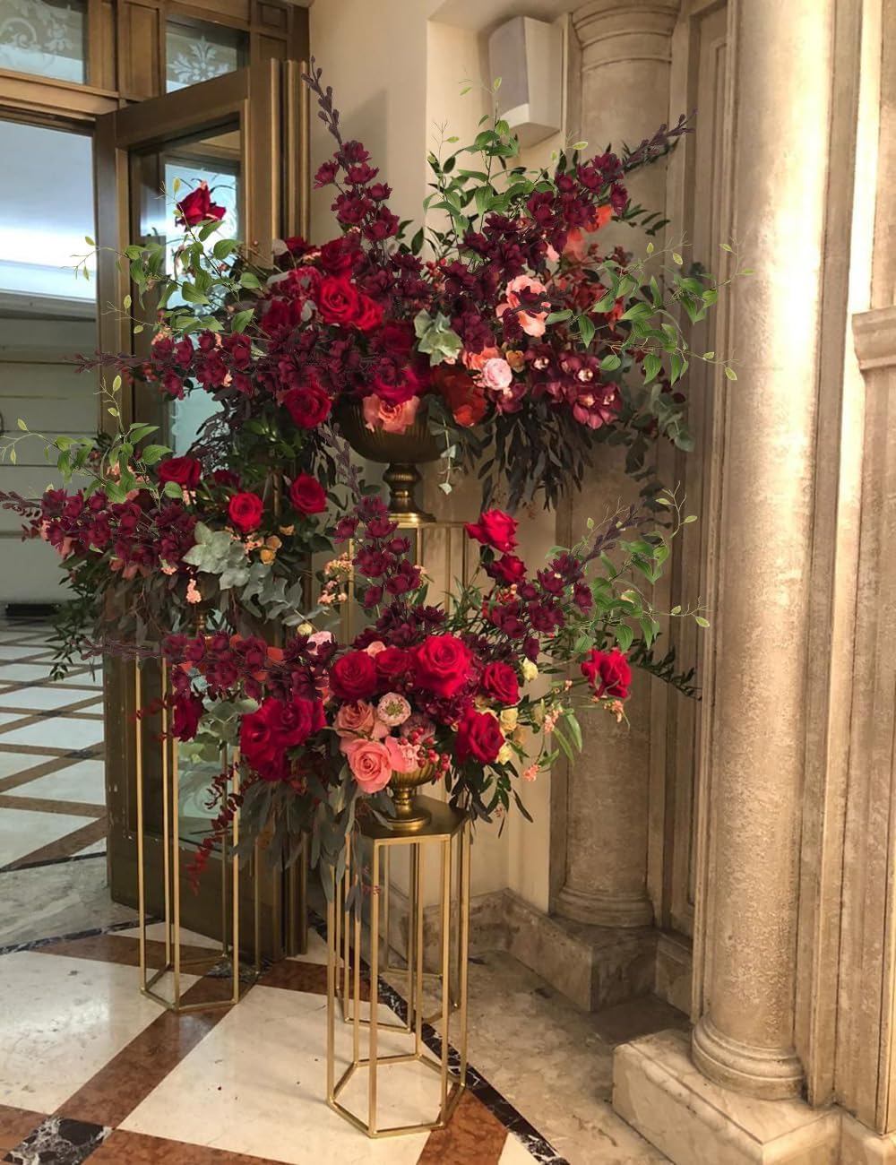 IPOPU Champagne Artificial Delphinium Flowers 33.5" Long Stem Artificial Flowers Fake Flowers for Wedding Centerpieces for Home Tables Party Decor（Champagne）