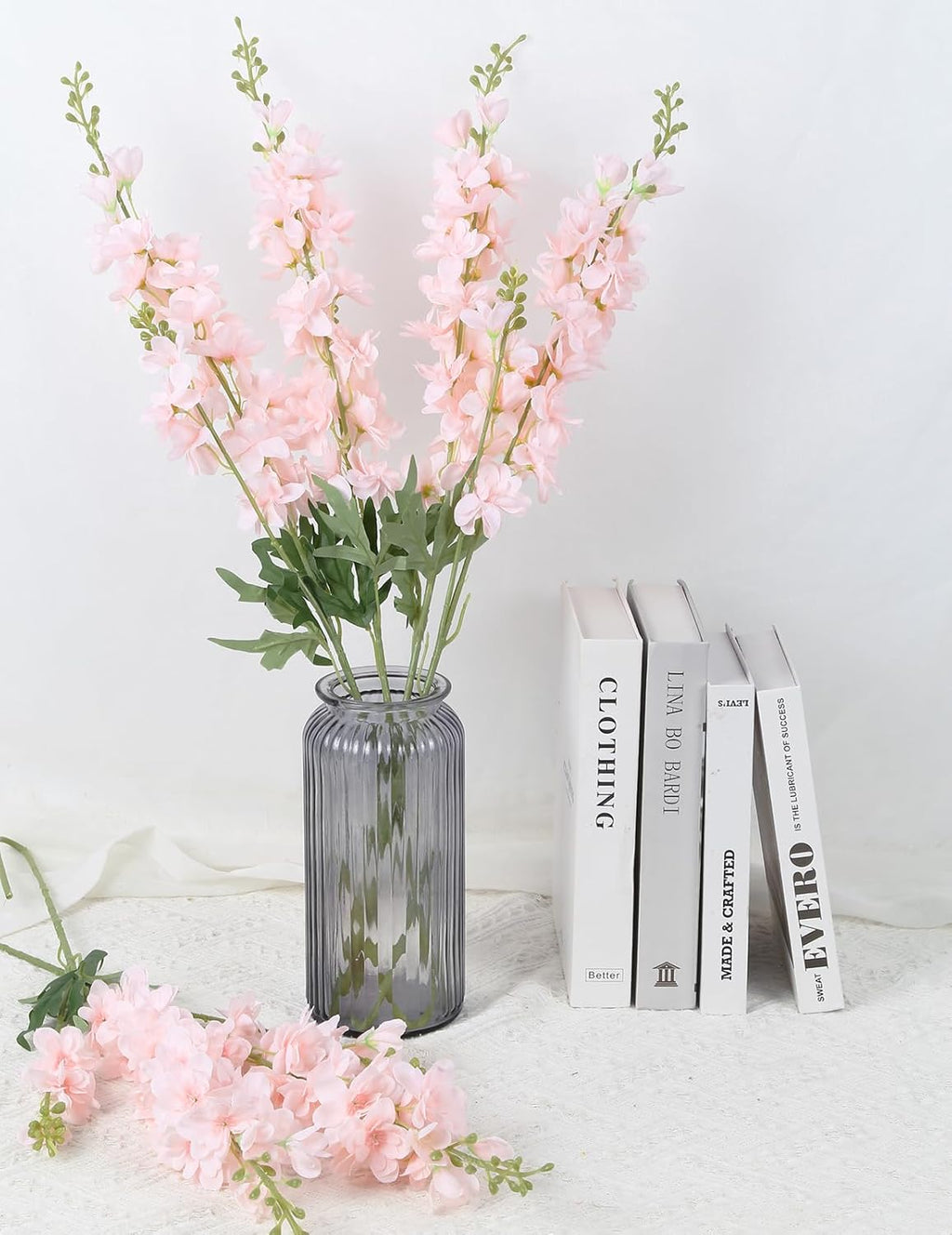 INSUNSIX Blue Silk Flowers 6PCS Real Touch Delphinium Artificial Flowers Blue Larkspur Faux Flowers Realistic Tall Flowers for Vase Wedding Centerpieces for Tables Home Decor (Blue)