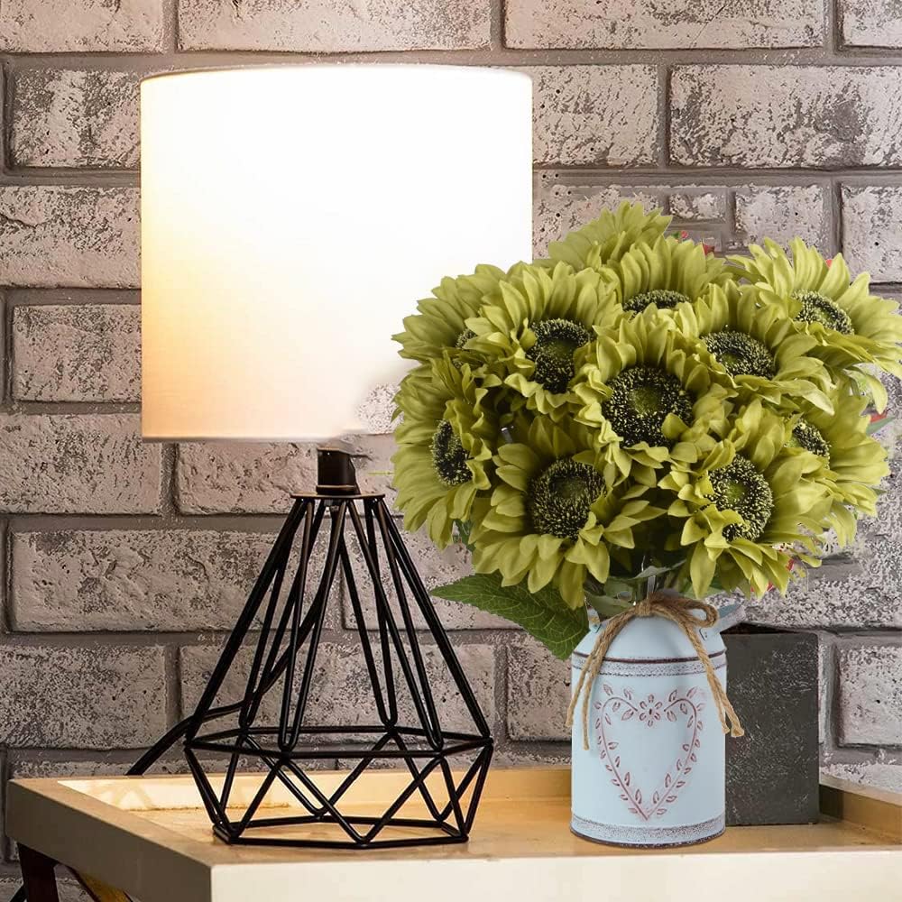 WISTART 8pcs Artificial Sunflower Flowers Long Stem Large Silk Sunflowers Bridal Wedding Bouquet Fake Yellow Flower Arrangements for Outdoor