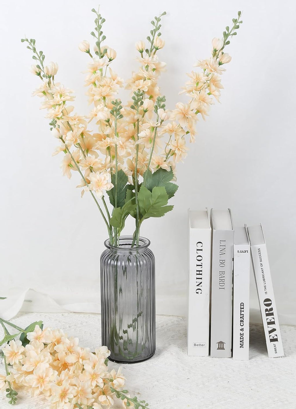 INSUNSIX Blue Silk Flowers 6PCS Real Touch Delphinium Artificial Flowers Blue Larkspur Faux Flowers Realistic Tall Flowers for Vase Wedding Centerpieces for Tables Home Decor (Blue)