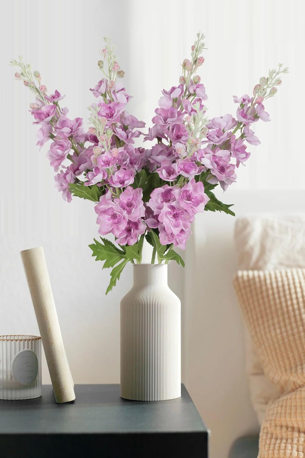 INSUNSIX Blue Silk Flowers 6PCS Real Touch Delphinium Artificial Flowers Blue Larkspur Faux Flowers Realistic Tall Flowers for Vase Wedding Centerpieces for Tables Home Decor (Blue)