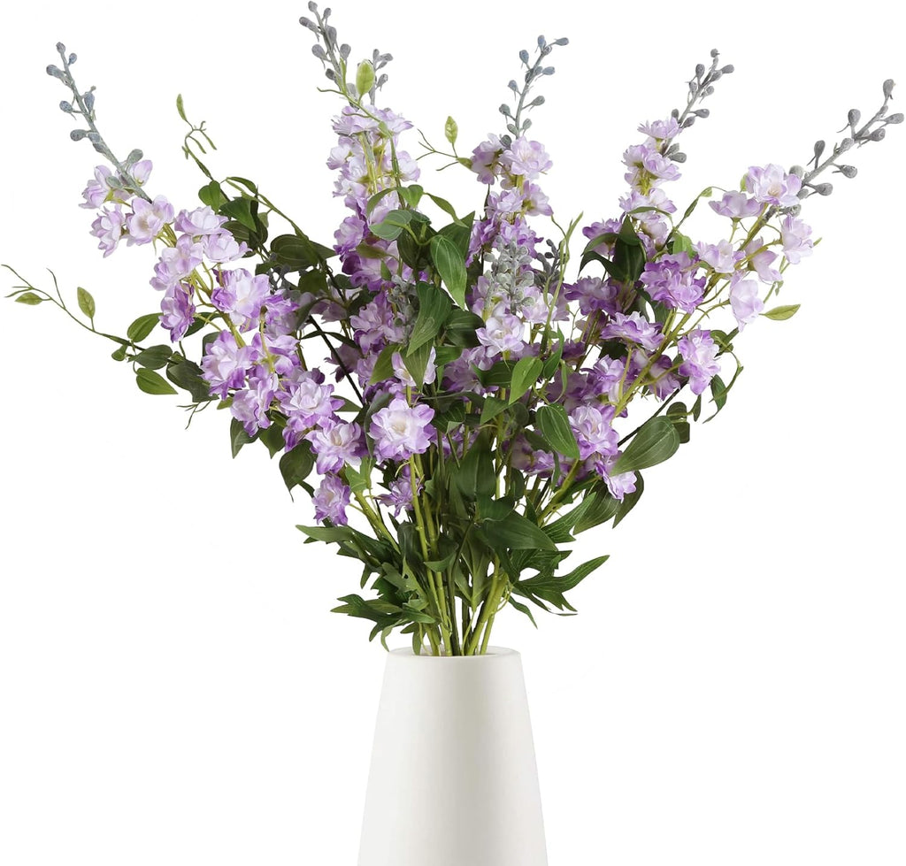 IPOPU Champagne Artificial Delphinium Flowers 33.5" Long Stem Artificial Flowers Fake Flowers for Wedding Centerpieces for Home Tables Party Decor（Champagne）
