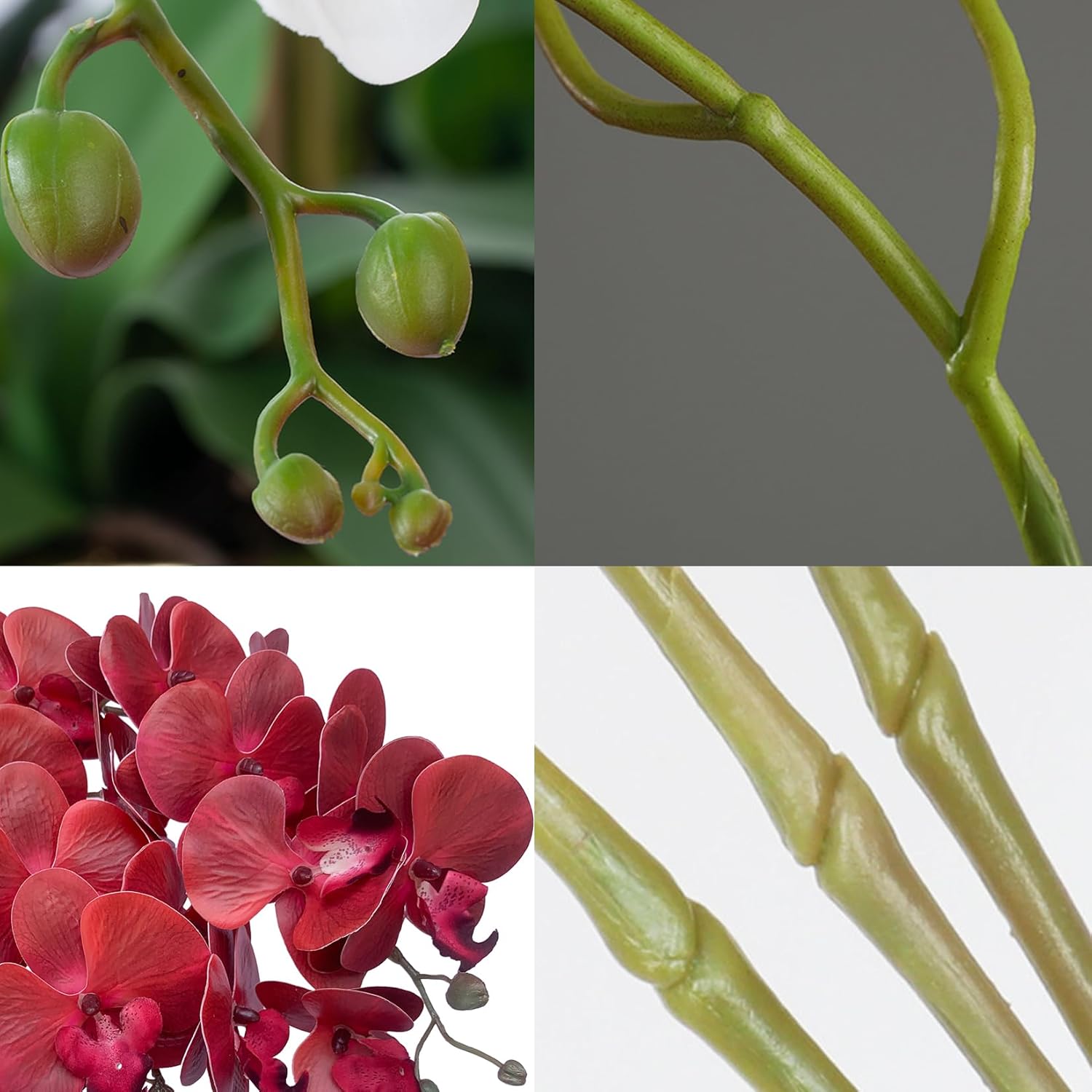 FagusHome 32" Artificial Phalaenopsis Flowers 6 Pcs with 4 Bundles Leaves Artificial Orchid Flowers Stem Plants for Home Décor (6Pcs)