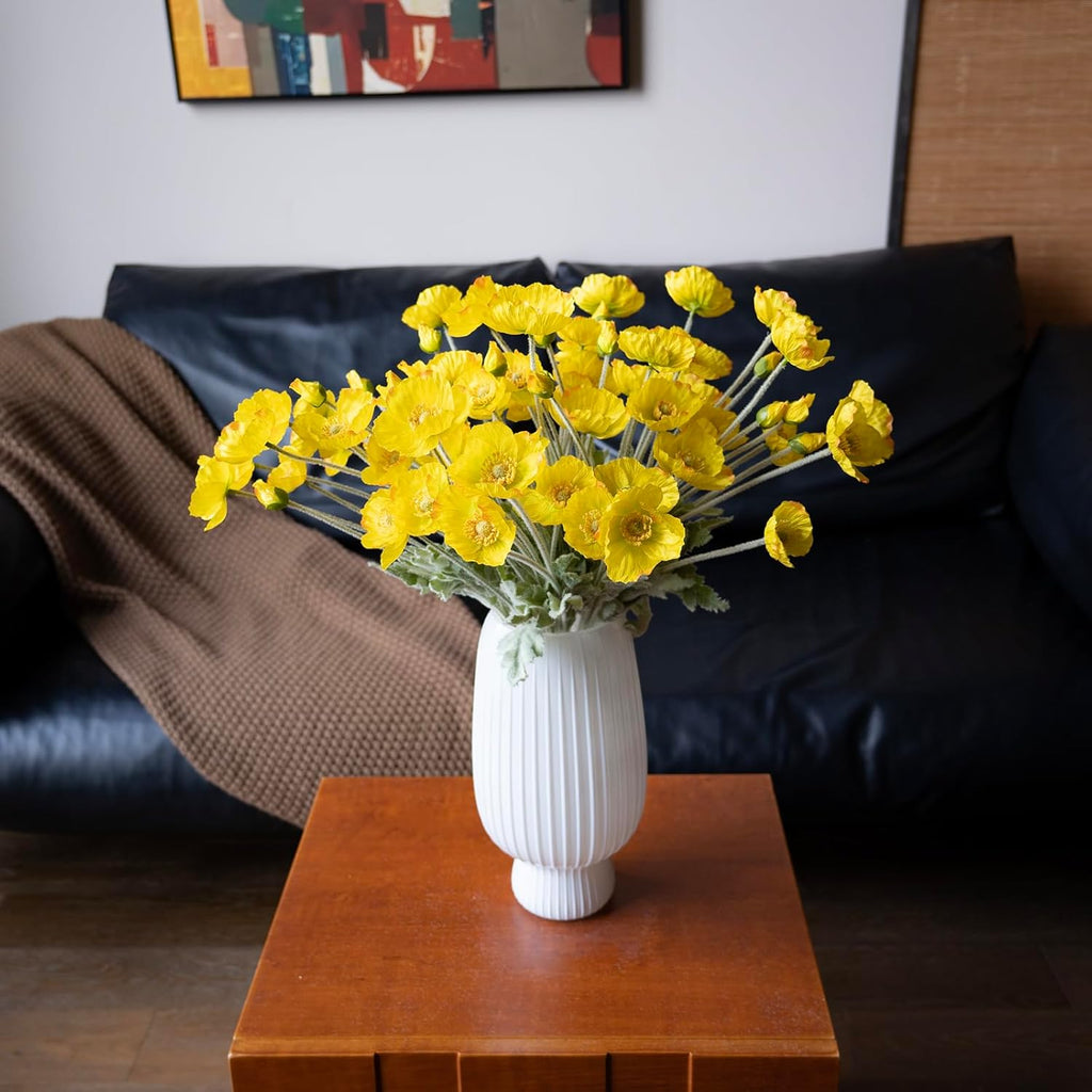 DUYONE Artificial Flowers 6 Stems Poppy Silk Bouquet,for Wedding, Home, Party Decoration,Table Centerpiece Arrangement(Orange Pink 6pcs)