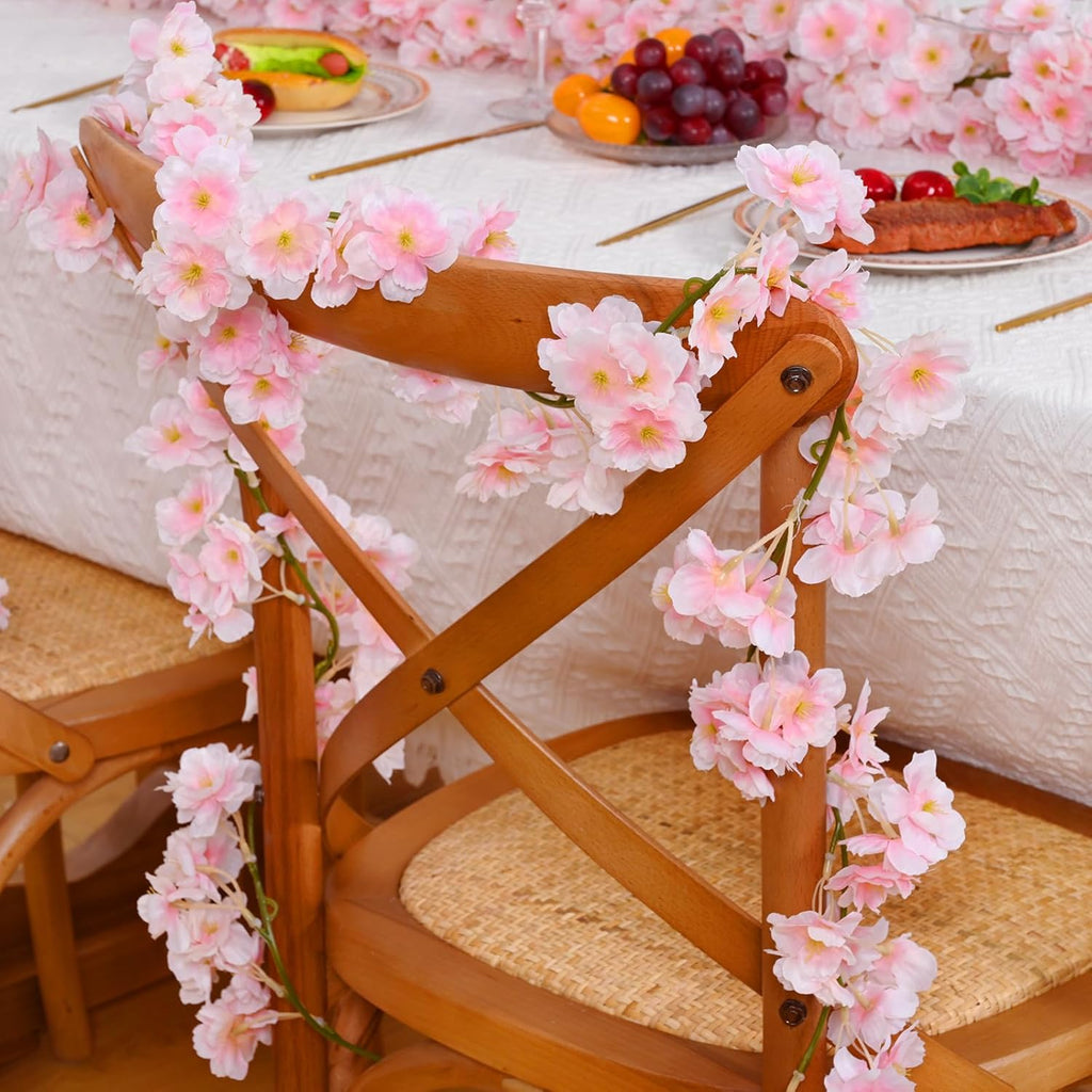 Sunm Boutique 4pcs Artificial Cherry Blossom Garland Hanging Vine Silk Garland Wedding Party Decor