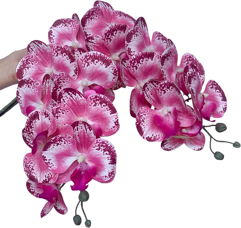 FagusHome 32" Artificial Phalaenopsis Flowers 6 Pcs with 4 Bundles Leaves Artificial Orchid Flowers Stem Plants for Home Décor (6Pcs)