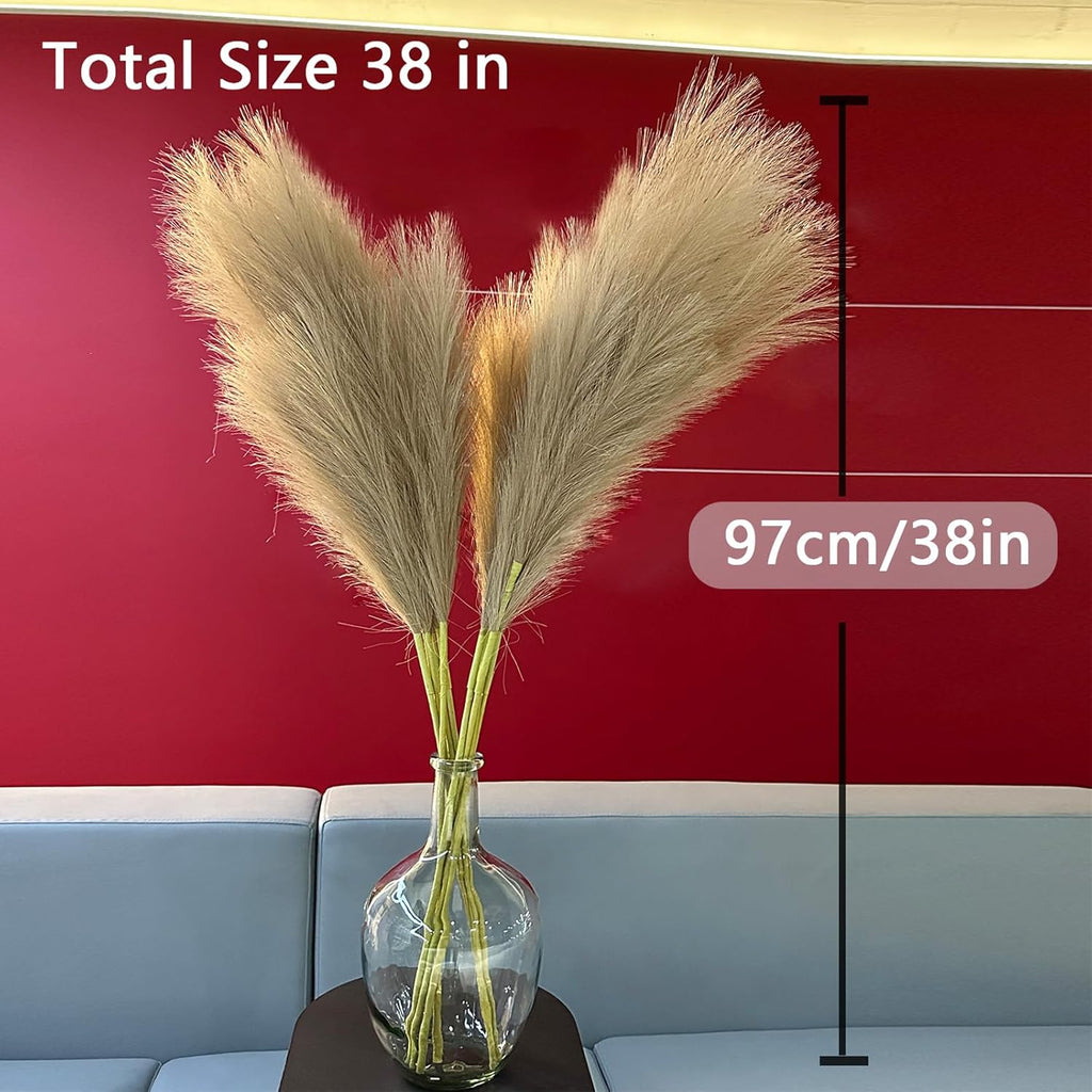 Wttisel 38" 10 Stems White Pampas Grass Tall Decor - Faux Pampas Grass for Floor Vase Boho Home Wedding Mothers Day Decoration