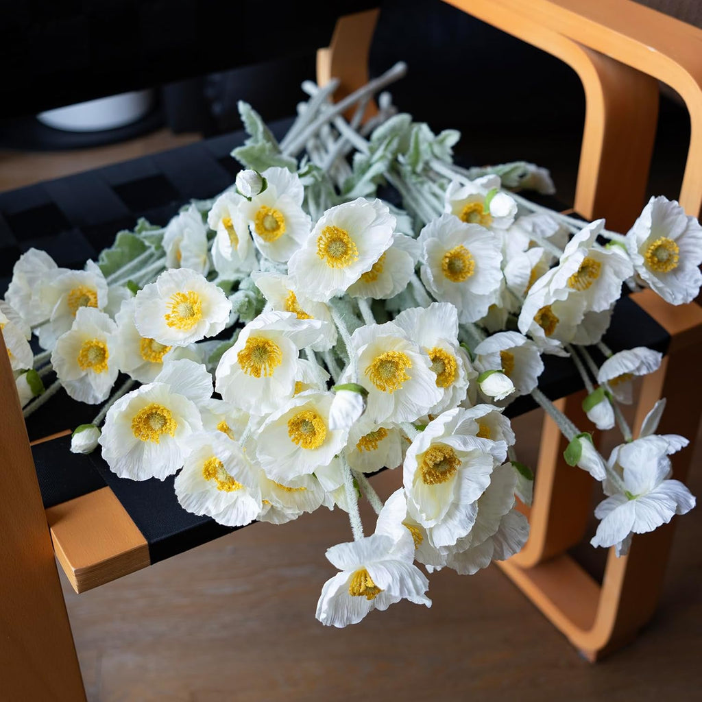 DUYONE Artificial Flowers 6 Stems Poppy Silk Bouquet,for Wedding, Home, Party Decoration,Table Centerpiece Arrangement(Orange Pink 6pcs)