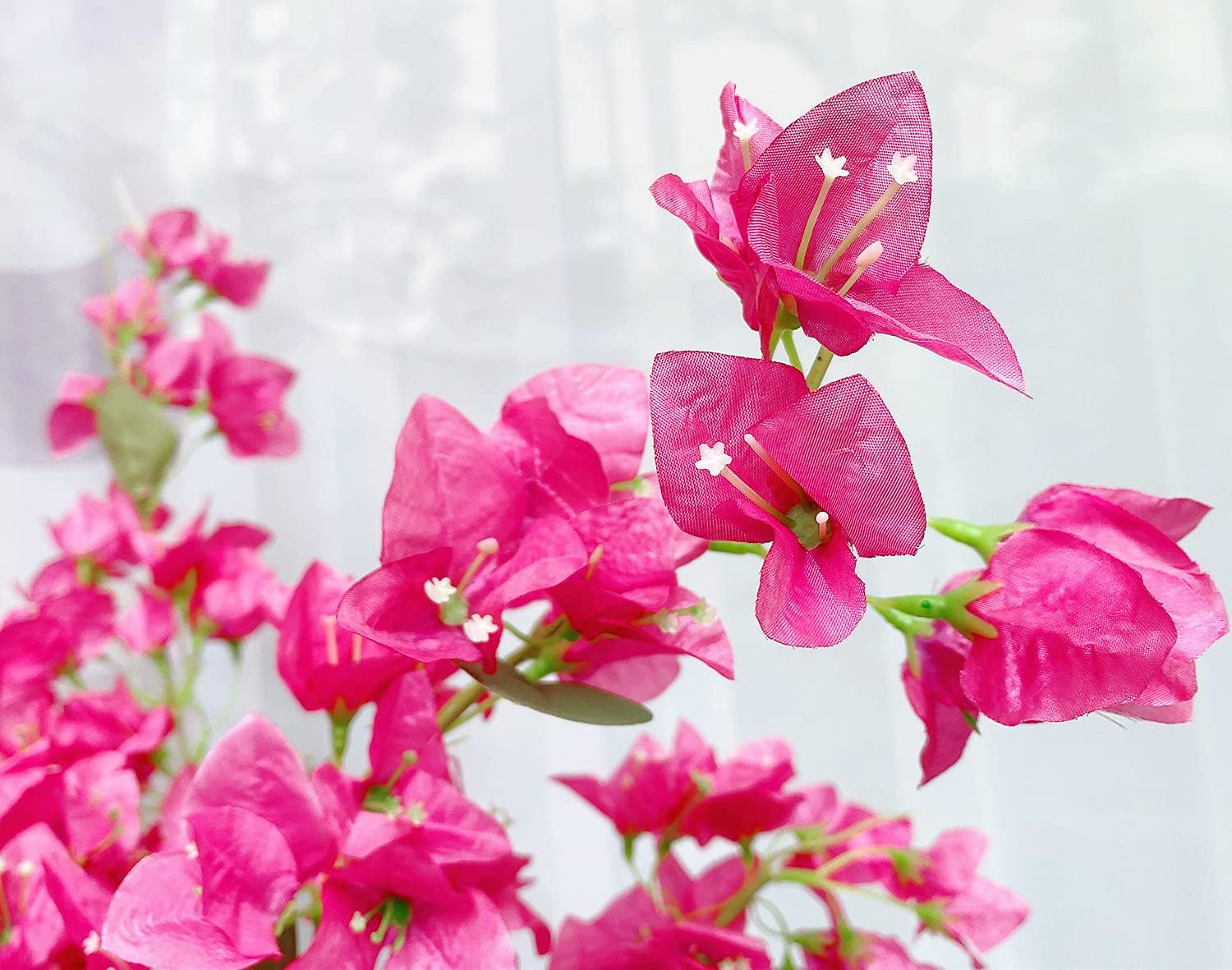 Artificial Flowers Silk Bougainvillea Branches Faux Artificial Bougainvillea Floral Stems Long Plant Branches 45" for Wedding Centerpieces, Table Runner, Home Decoration (White - Pack of 4pcs)