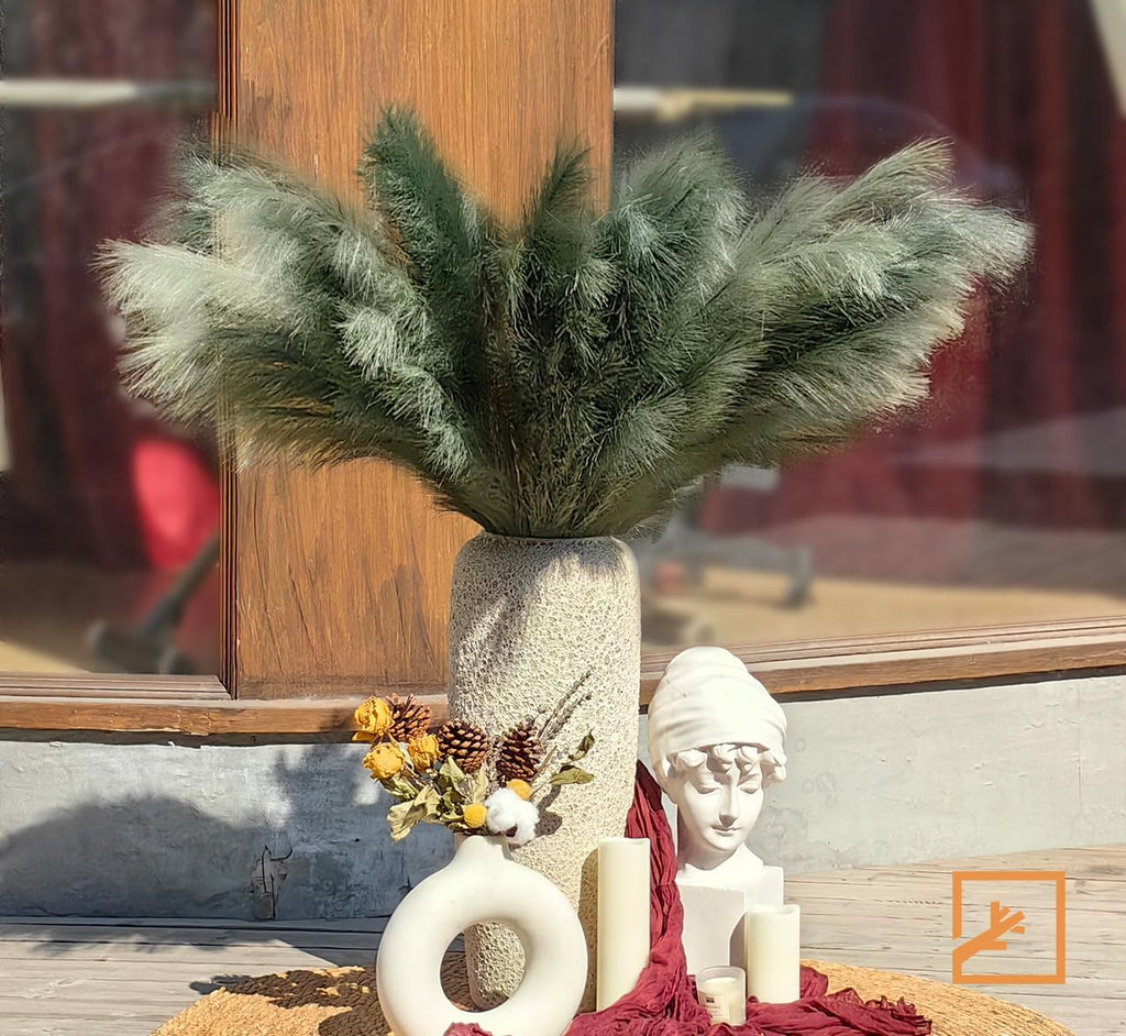 ZIFTY 7-Pcs 38"/3.1FT Black Pampas Grass Large Tall Fluffy Artificial Fake Black Flowers Gothic Decor Bulrush Reed Grass Black Decor for Bedroom Bathroom Wedding (Black)