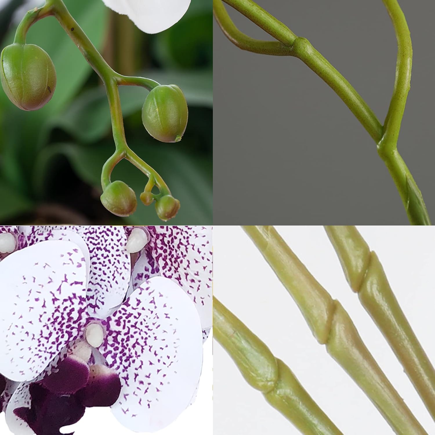 FagusHome 32" Artificial Phalaenopsis Flowers 6 Pcs with 4 Bundles Leaves Artificial Orchid Flowers Stem Plants for Home Décor (6Pcs)