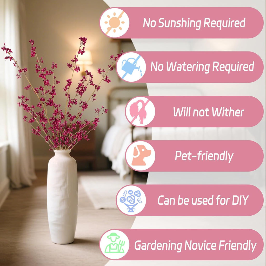 Ammyoo 4 PCS Artificial Plum Blossom Party Decorations Fake Cherry Flowers Faux Long Stems Wintersweets Silk Flowers Arrangement for Wedding Home Office Bedroom Decor(White)