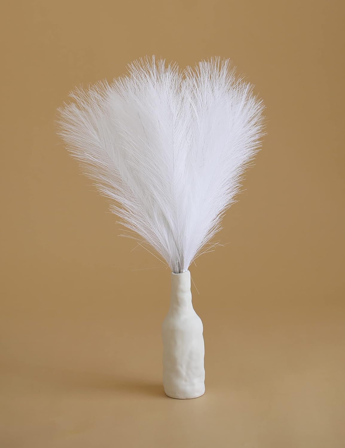 ChagoArt 6 Stems 17" Taupe Faux Pampas Grass - Boho Chic Rustic Artificial Plant