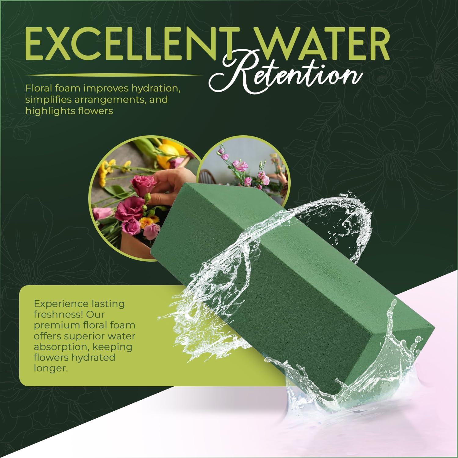 Caliko - 4x Wet Brick Floral Foam Block | 23x11x7cm Large Wet Florist Foam Bricks for Fresh Flowers | Flower Foam Blocks for Wedding Aisle, Birthdays | Home Decoration Flower Arranging Accessories.