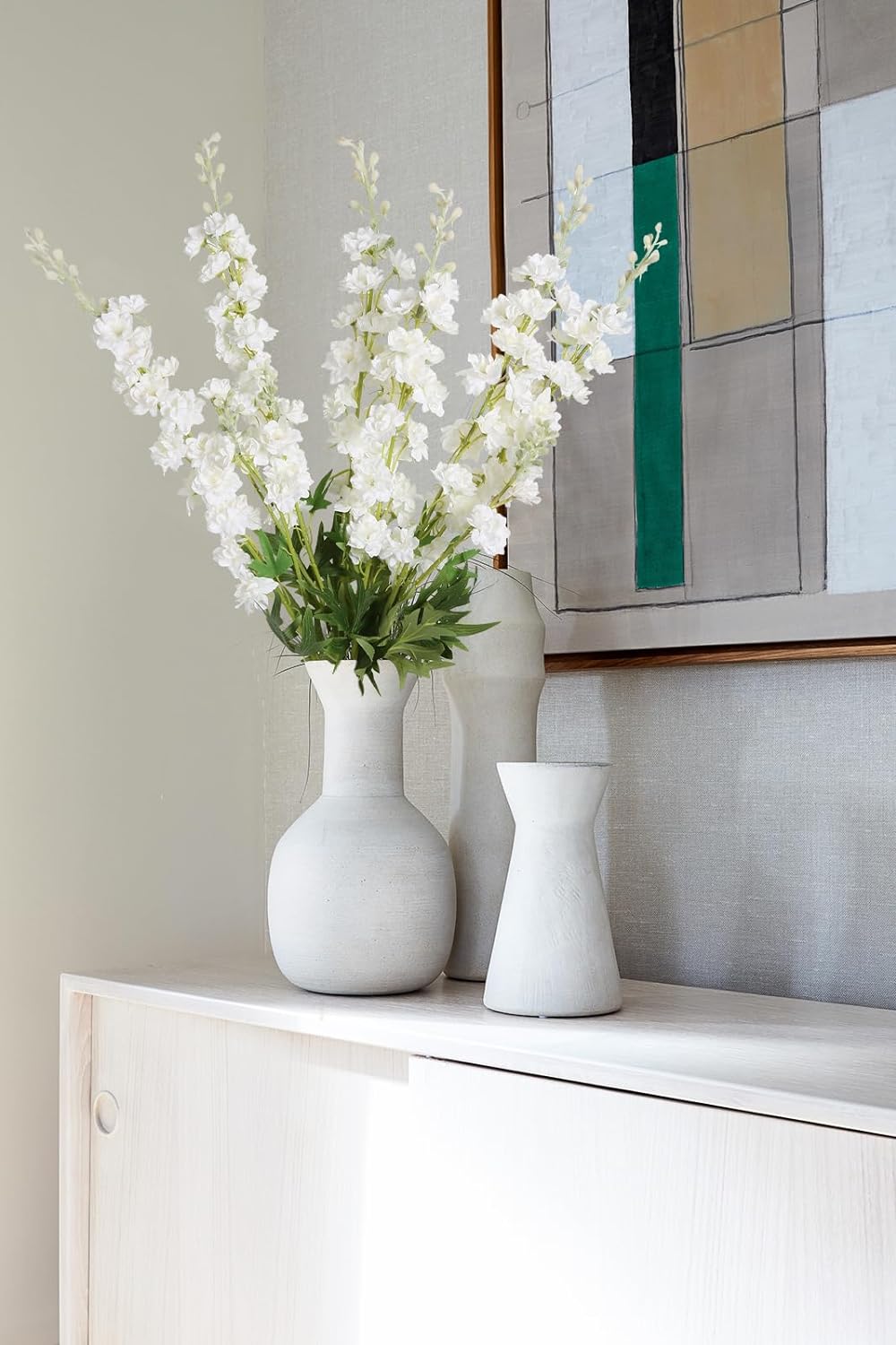 IPOPU Champagne Artificial Delphinium Flowers 33.5" Long Stem Artificial Flowers Fake Flowers for Wedding Centerpieces for Home Tables Party Decor（Champagne）