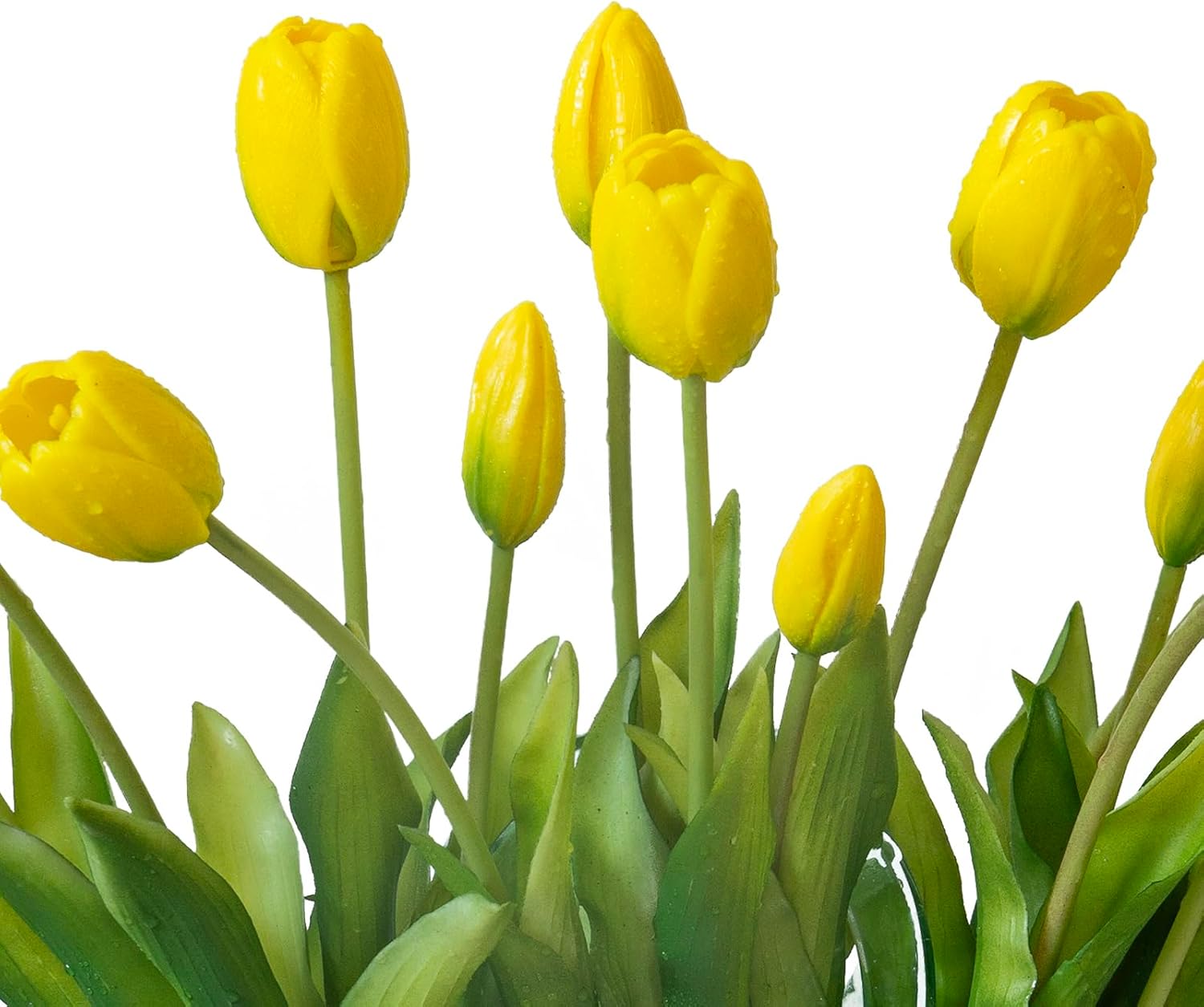 DUYONE 15pcs Artificial Tulips Flowers, Real Touch Latex Bouquet, Fake Tulips for Office Wedding Party Home Kitchen Garden Decoration(White,15pcs)