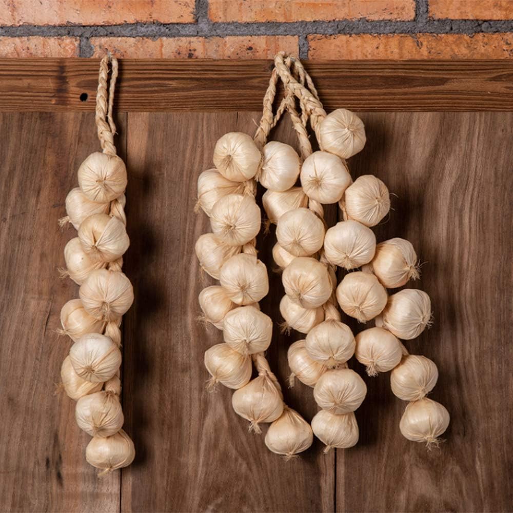 Velidy 5pack Simulation Artificial Lifelike Fake Vegetable Artificial Garlic Red Pepper Fake Vegetables Onion Hanging Rope Home Decor Photography Props (Garlic)