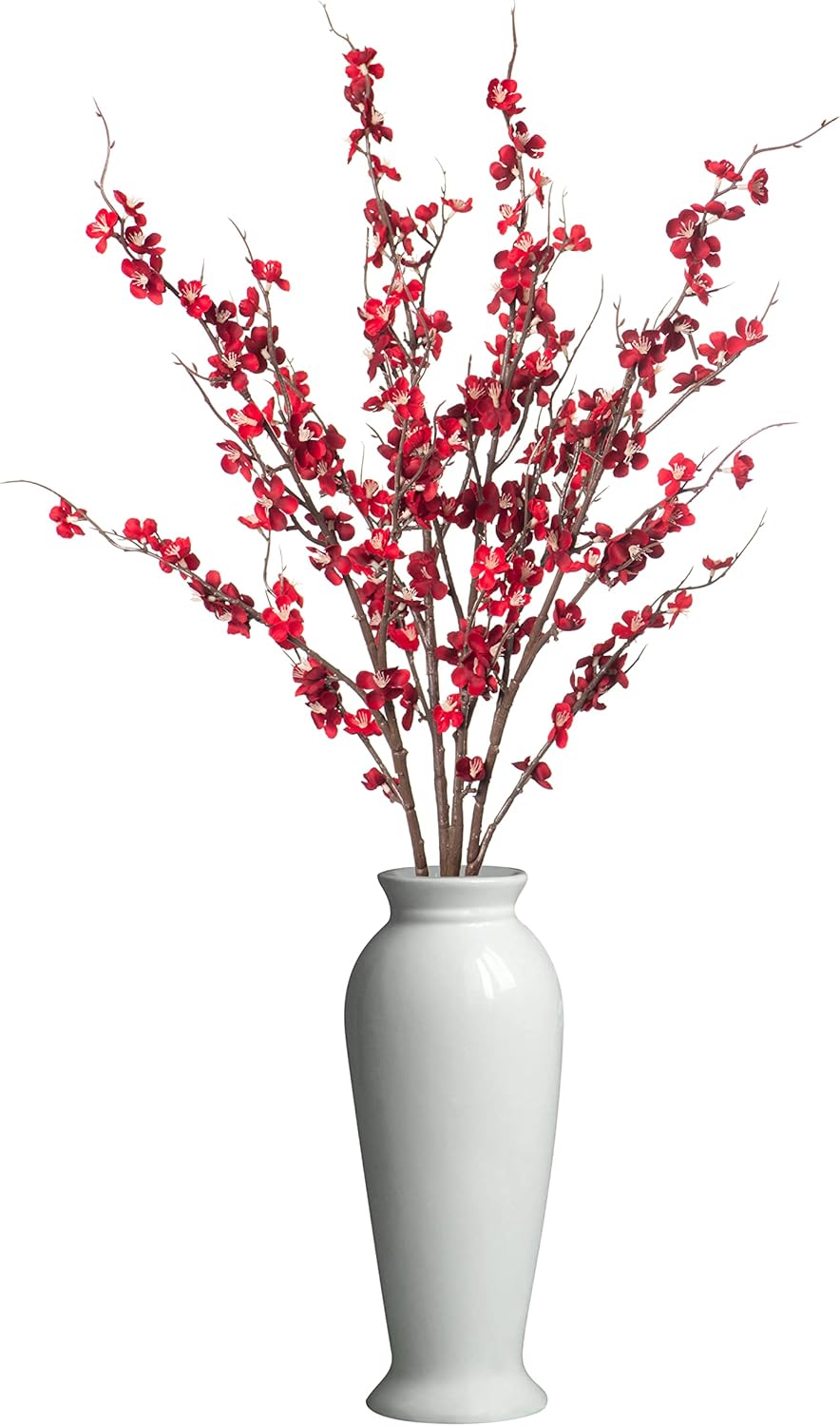 Ammyoo 4 PCS Artificial Plum Blossom Party Decorations Fake Cherry Flowers Faux Long Stems Wintersweets Silk Flowers Arrangement for Wedding Home Office Bedroom Decor(White)