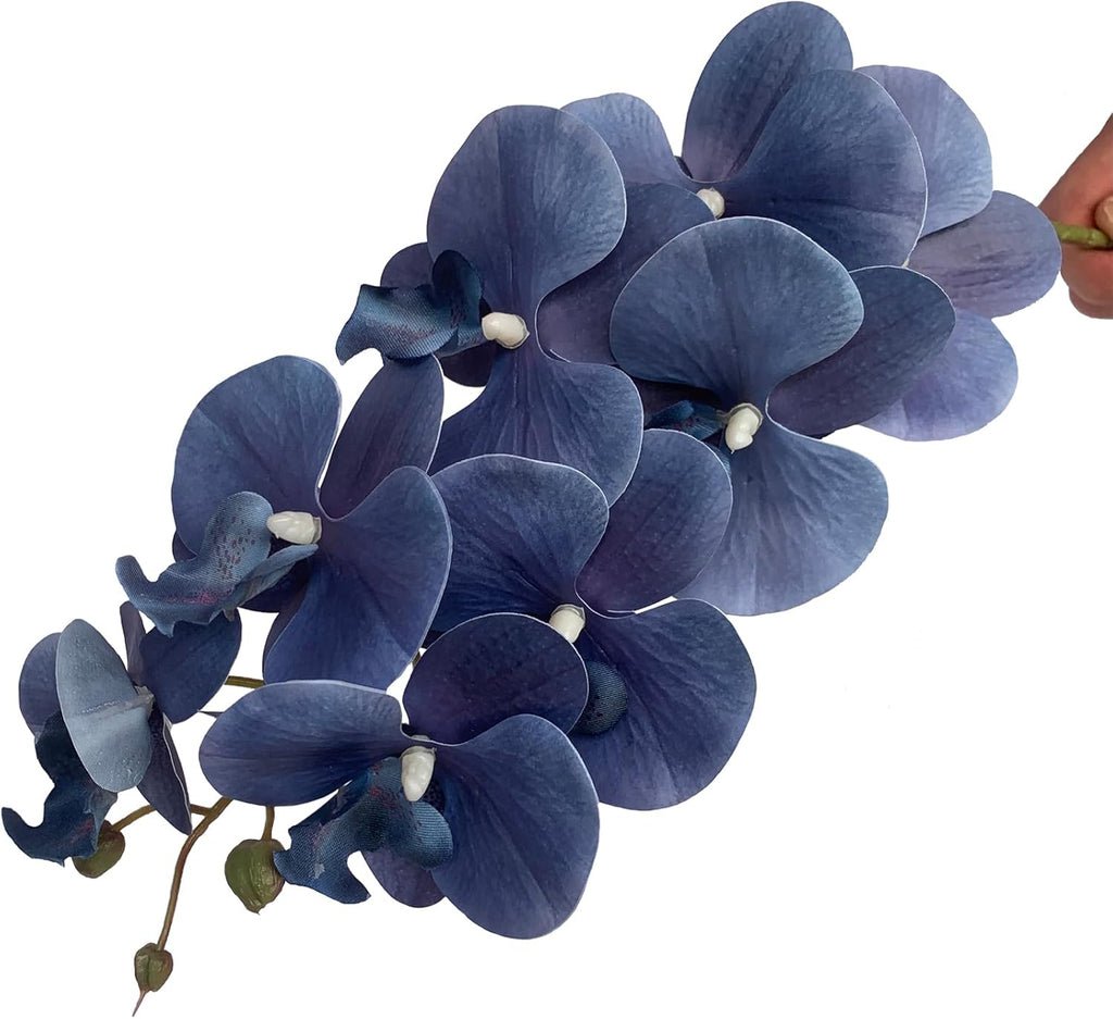 FagusHome 32" Artificial Phalaenopsis Flowers 6 Pcs with 4 Bundles Leaves Artificial Orchid Flowers Stem Plants for Home Décor (6Pcs)