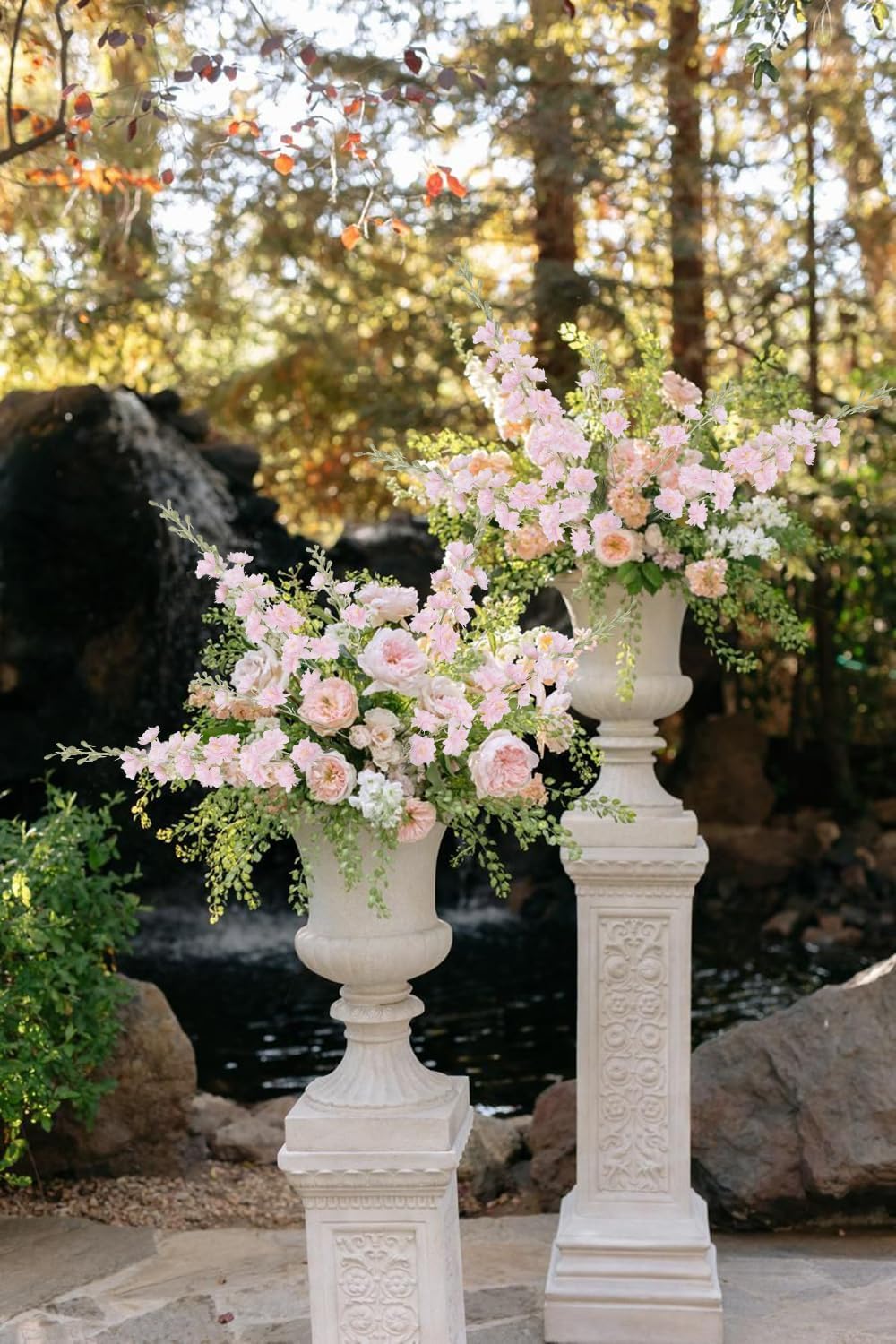 IPOPU Champagne Artificial Delphinium Flowers 33.5" Long Stem Artificial Flowers Fake Flowers for Wedding Centerpieces for Home Tables Party Decor（Champagne）