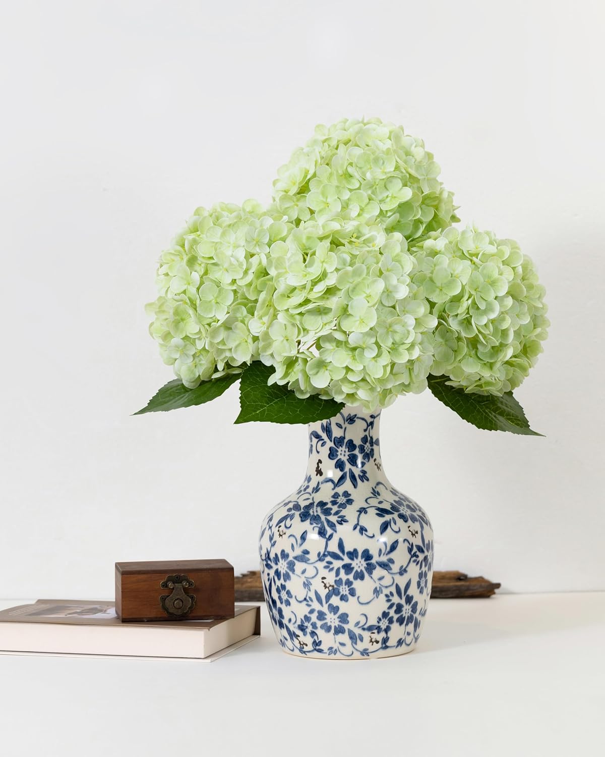 DuHouse 3Pcs Large Hydrangea Artificial Flowers,Latex Real Touch Hydrangeas Lifelike Hydrangea Flower for Home Wedding Bouquets Centerpieces Party Living Room Decoration(Blue)