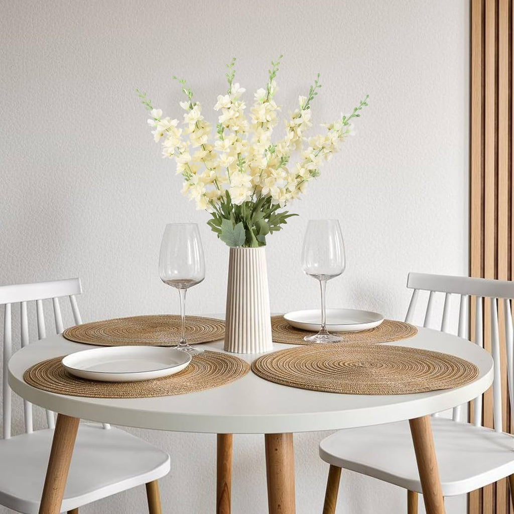 INSUNSIX Blue Silk Flowers 6PCS Real Touch Delphinium Artificial Flowers Blue Larkspur Faux Flowers Realistic Tall Flowers for Vase Wedding Centerpieces for Tables Home Decor (Blue)