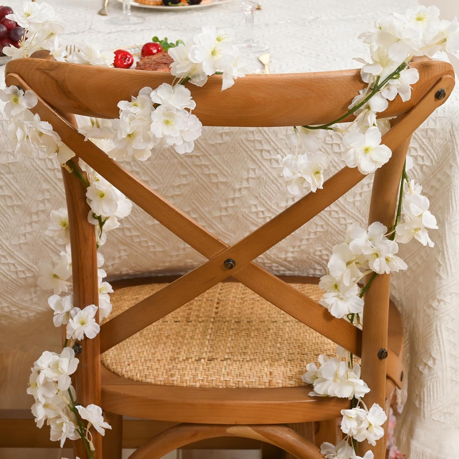 Sunm Boutique 4pcs Artificial Cherry Blossom Garland Hanging Vine Silk Garland Wedding Party Decor