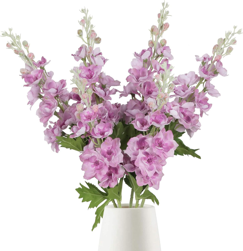 INSUNSIX Blue Silk Flowers 6PCS Real Touch Delphinium Artificial Flowers Blue Larkspur Faux Flowers Realistic Tall Flowers for Vase Wedding Centerpieces for Tables Home Decor (Blue)