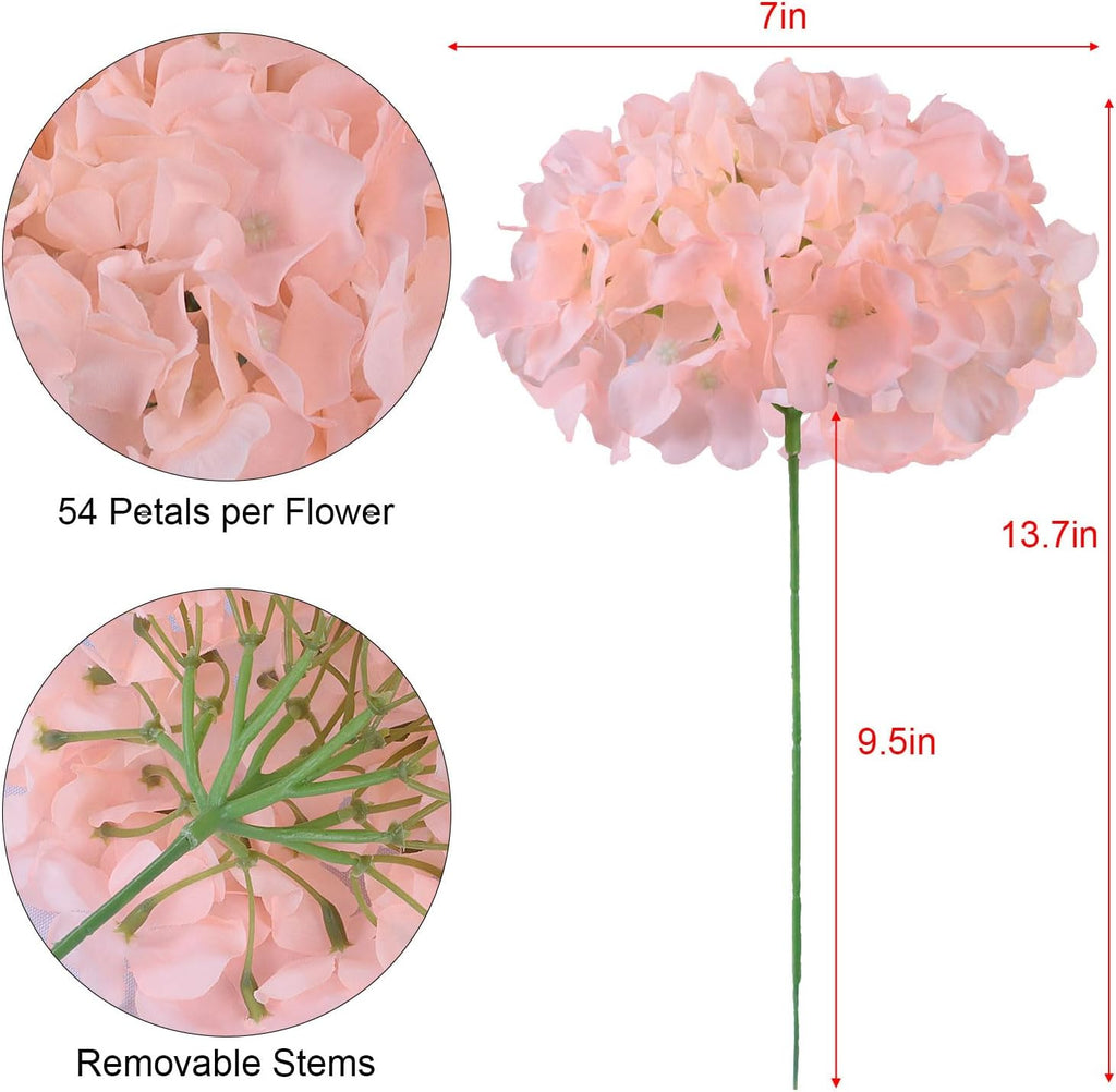 AVIVIHO Dusty Pink Hydrangea Artificial Flowers Pack of 10 Fake Hydrangeas Heads Full Faux Hydrangea Silk Flowers with Stems for Wedding Home Party Centerpieces Shop Baby Shower Decoration