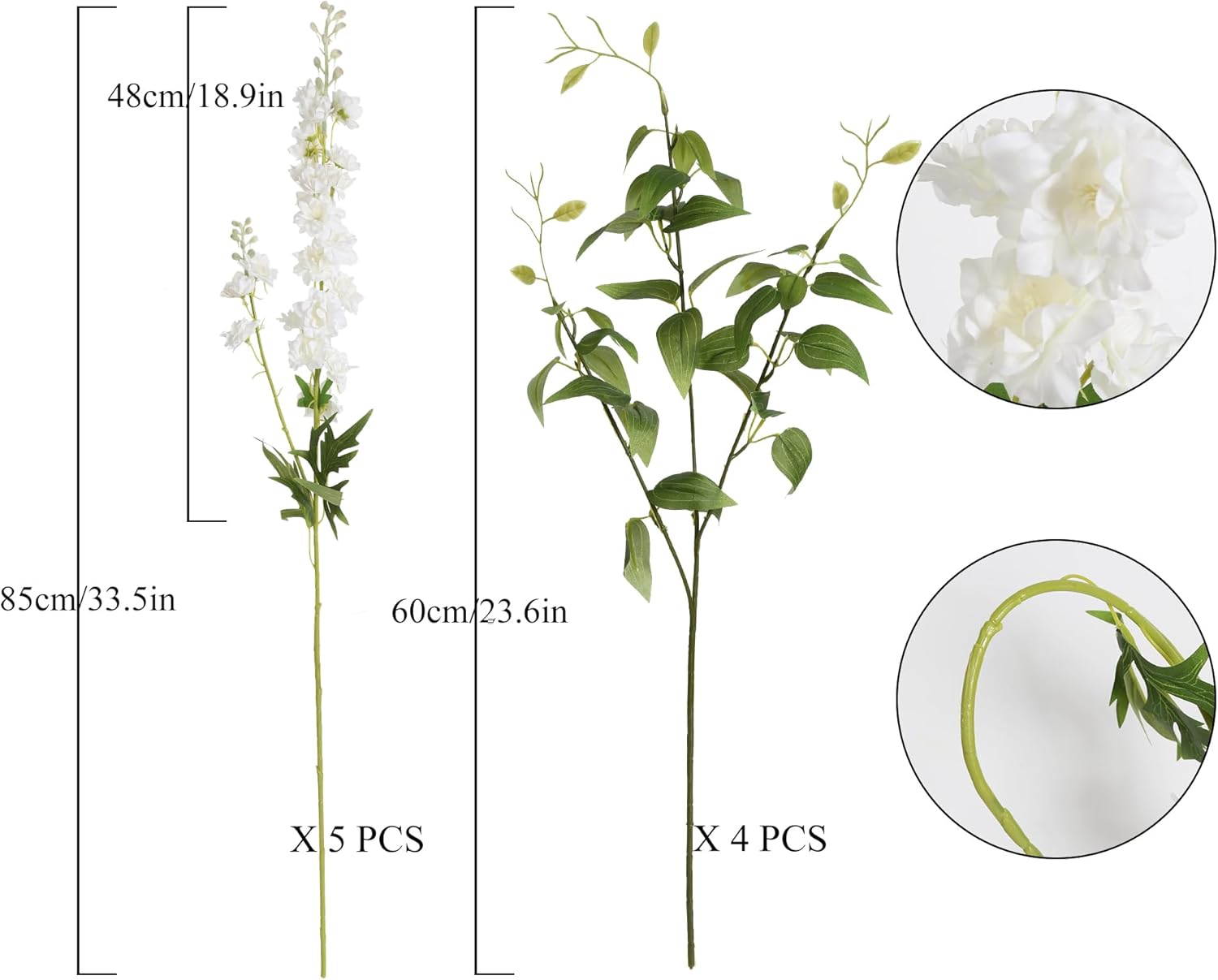 IPOPU Champagne Artificial Delphinium Flowers 33.5" Long Stem Artificial Flowers Fake Flowers for Wedding Centerpieces for Home Tables Party Decor（Champagne）