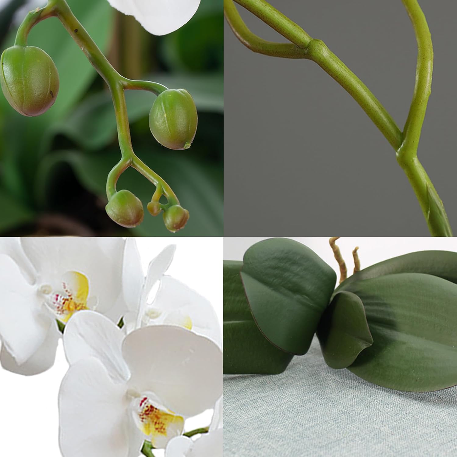 FagusHome 32" Artificial Phalaenopsis Flowers 6 Pcs with 4 Bundles Leaves Artificial Orchid Flowers Stem Plants for Home Décor (6Pcs)