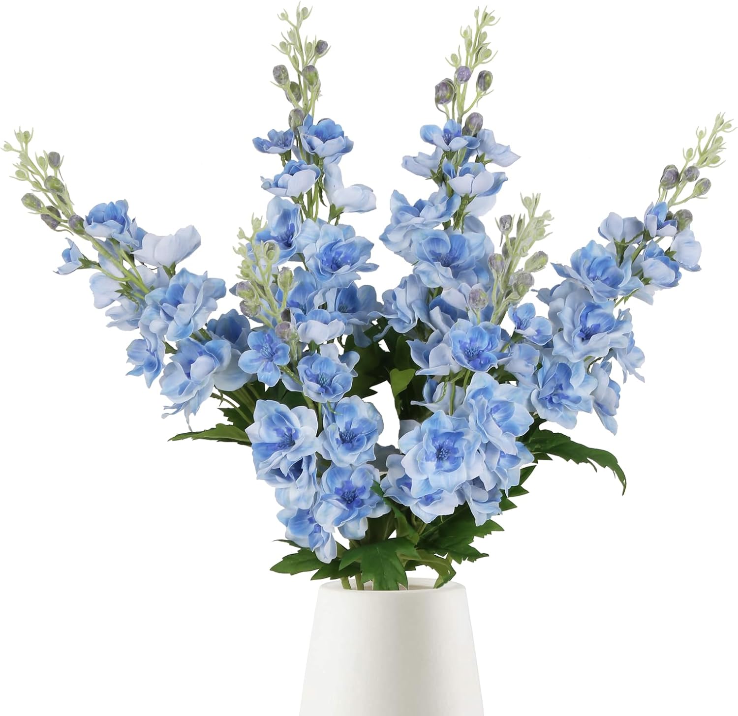INSUNSIX Blue Silk Flowers 6PCS Real Touch Delphinium Artificial Flowers Blue Larkspur Faux Flowers Realistic Tall Flowers for Vase Wedding Centerpieces for Tables Home Decor (Blue)