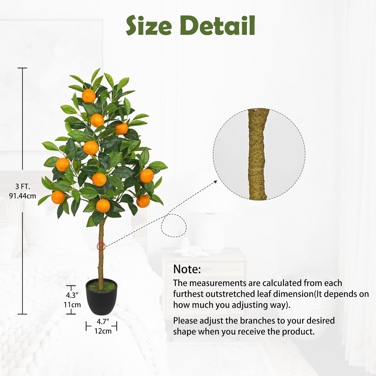 Oairse 150 cm Artificial Plants, Large Orange Tree, Artificial Plant, Orange Tree, Large in Pot, Artificial Tree for Indoor and Outdoor Use, Modern Decoration, Bathroom, Living Room, Bedroom, Balcony