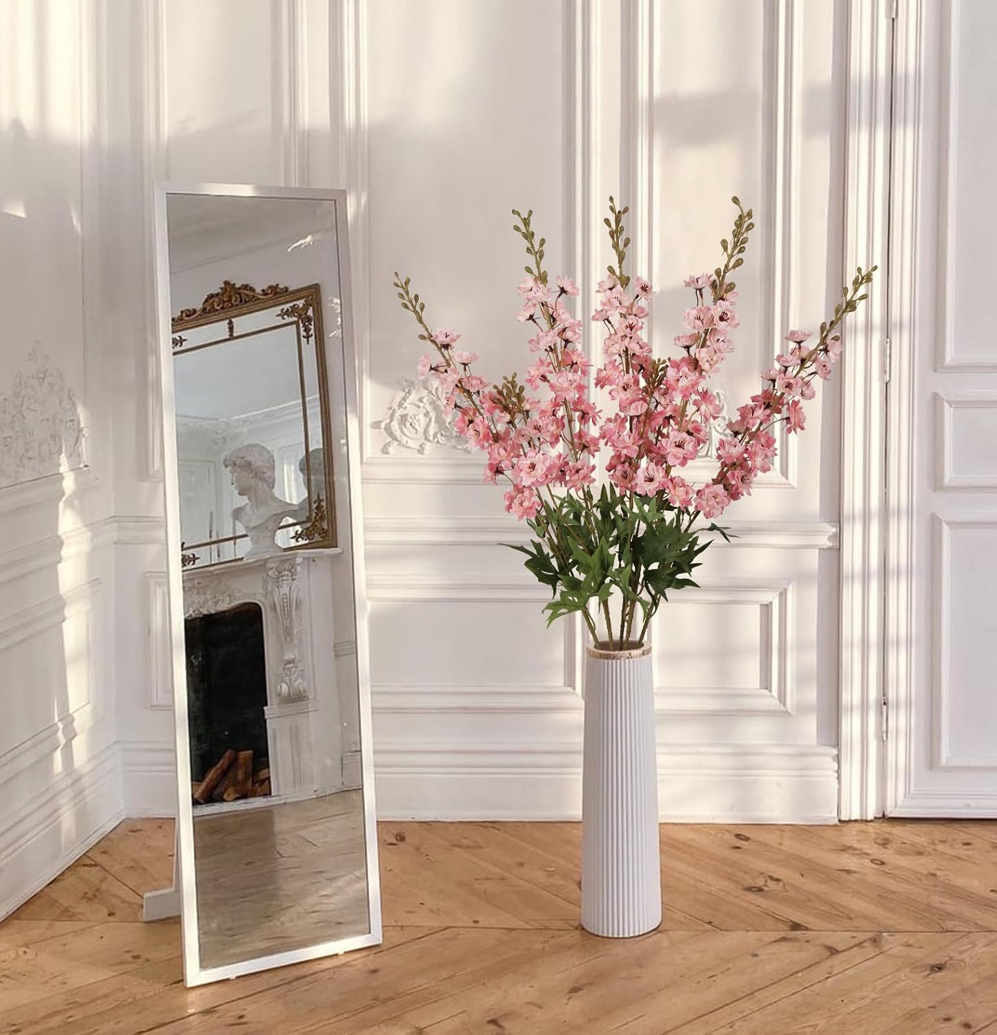 IPOPU Champagne Artificial Delphinium Flowers 33.5" Long Stem Artificial Flowers Fake Flowers for Wedding Centerpieces for Home Tables Party Decor（Champagne）