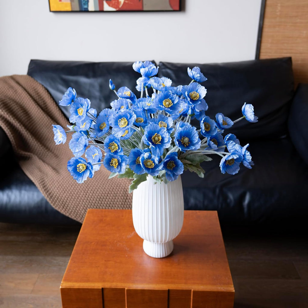 DUYONE Artificial Flowers 6 Stems Poppy Silk Bouquet,for Wedding, Home, Party Decoration,Table Centerpiece Arrangement(Orange Pink 6pcs)