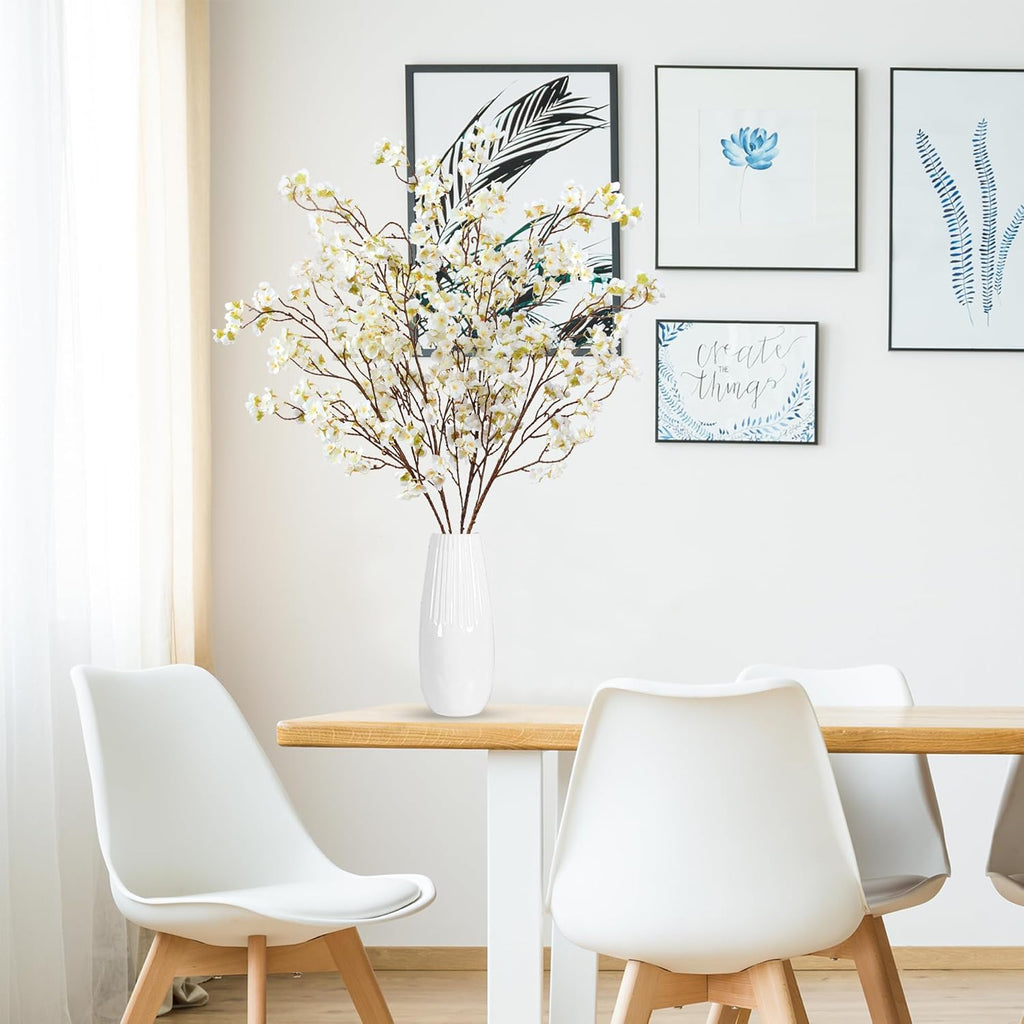 Sggvecsy Artificial Cherry Blossom Flowers 4 Pcs Faux Cherry Blossom Stems Faux Silk Cherry Blossom Branches 41’’ Fake Flowers Long Stems for Vase Arrangements Home Wedding Table Decor (Pink)