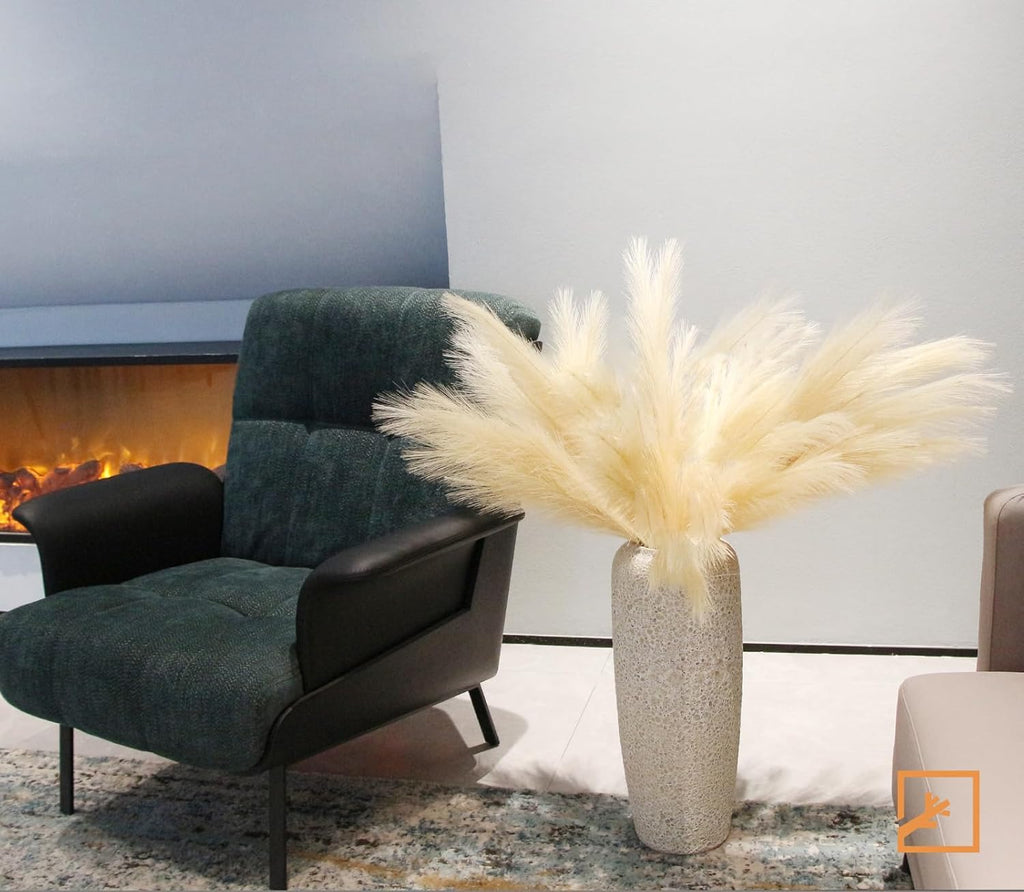 ZIFTY 7-Pcs 38"/3.1FT Black Pampas Grass Large Tall Fluffy Artificial Fake Black Flowers Gothic Decor Bulrush Reed Grass Black Decor for Bedroom Bathroom Wedding (Black)